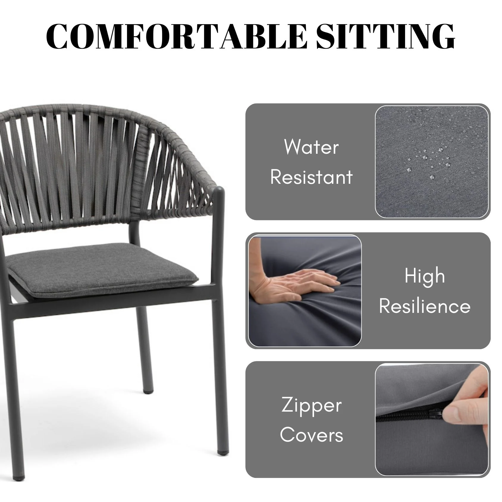 All Weather Resistant 7-Piece Outdoor Dining Set (Grey) - Image 7