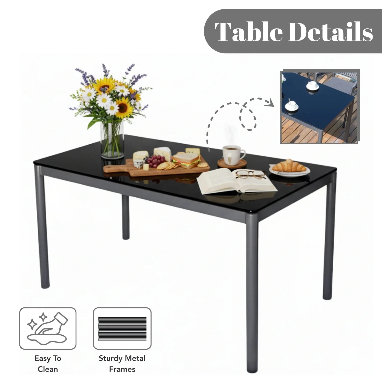 All Weather Resistant 7-Piece Outdoor Dining Set (Grey) - Image 8