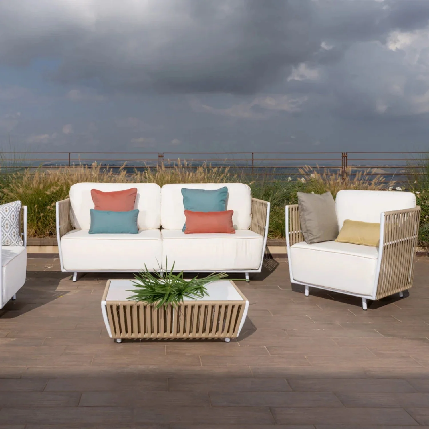 All-Weather Rope 4- Seater Sofa Set With Glass Top Table - Image 14