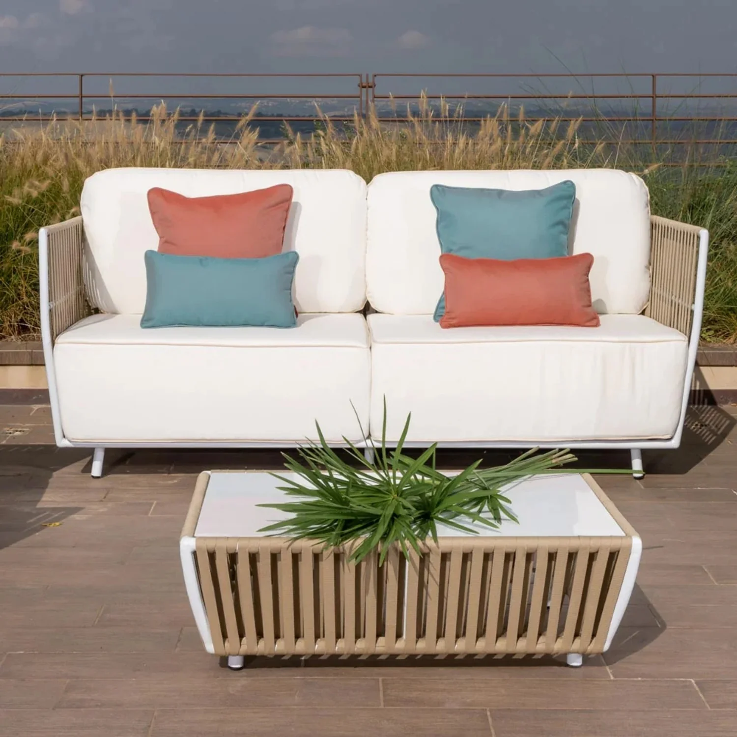 All-Weather Rope 4- Seater Sofa Set With Glass Top Table - Image 19