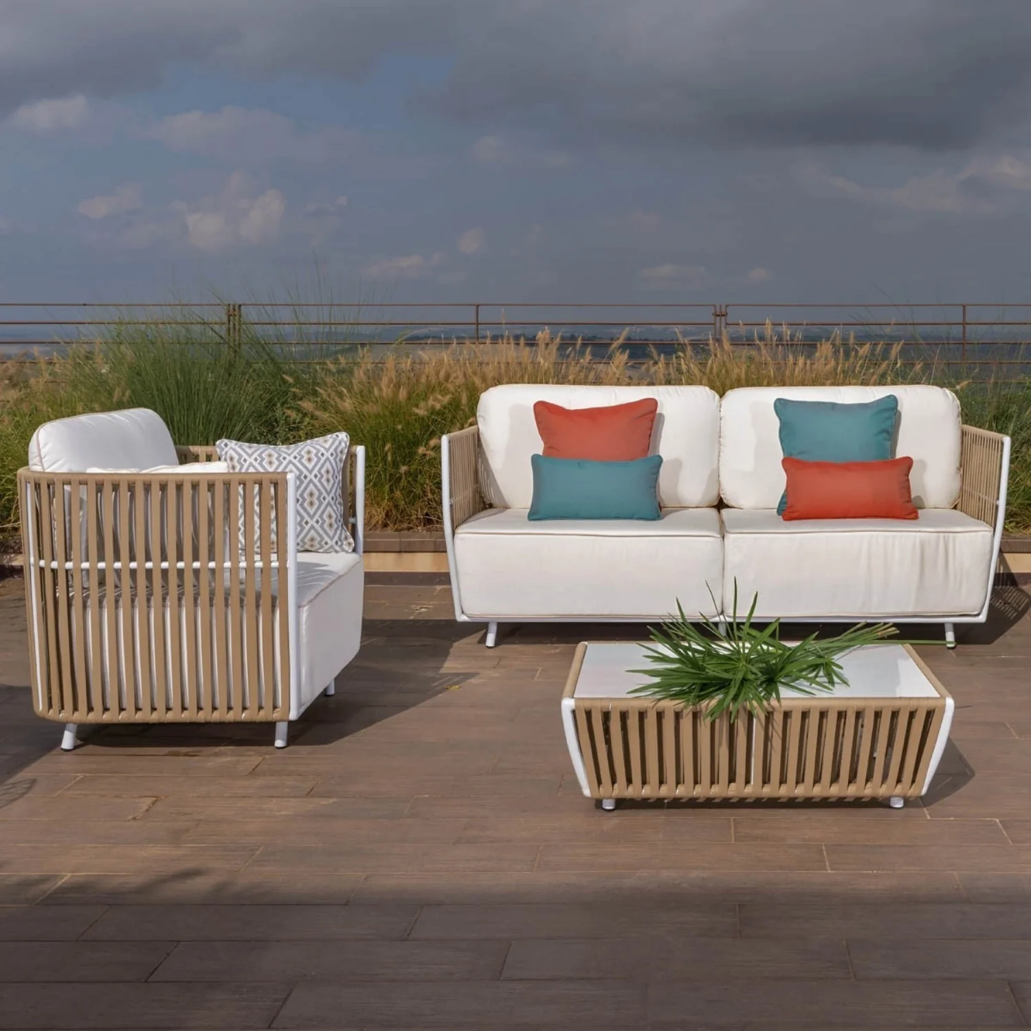 All-Weather Rope 4- Seater Sofa Set With Glass Top Table - Image 5