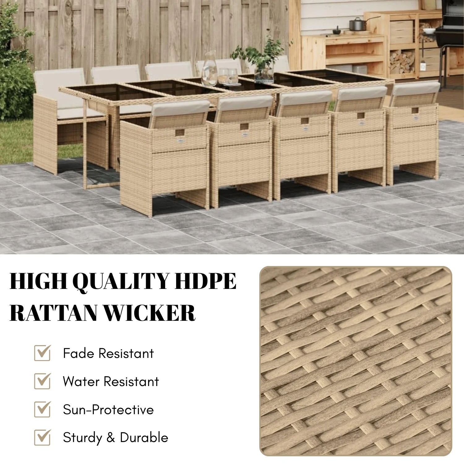 All Weather Wicker Patio Dinning Table Set - Image 5