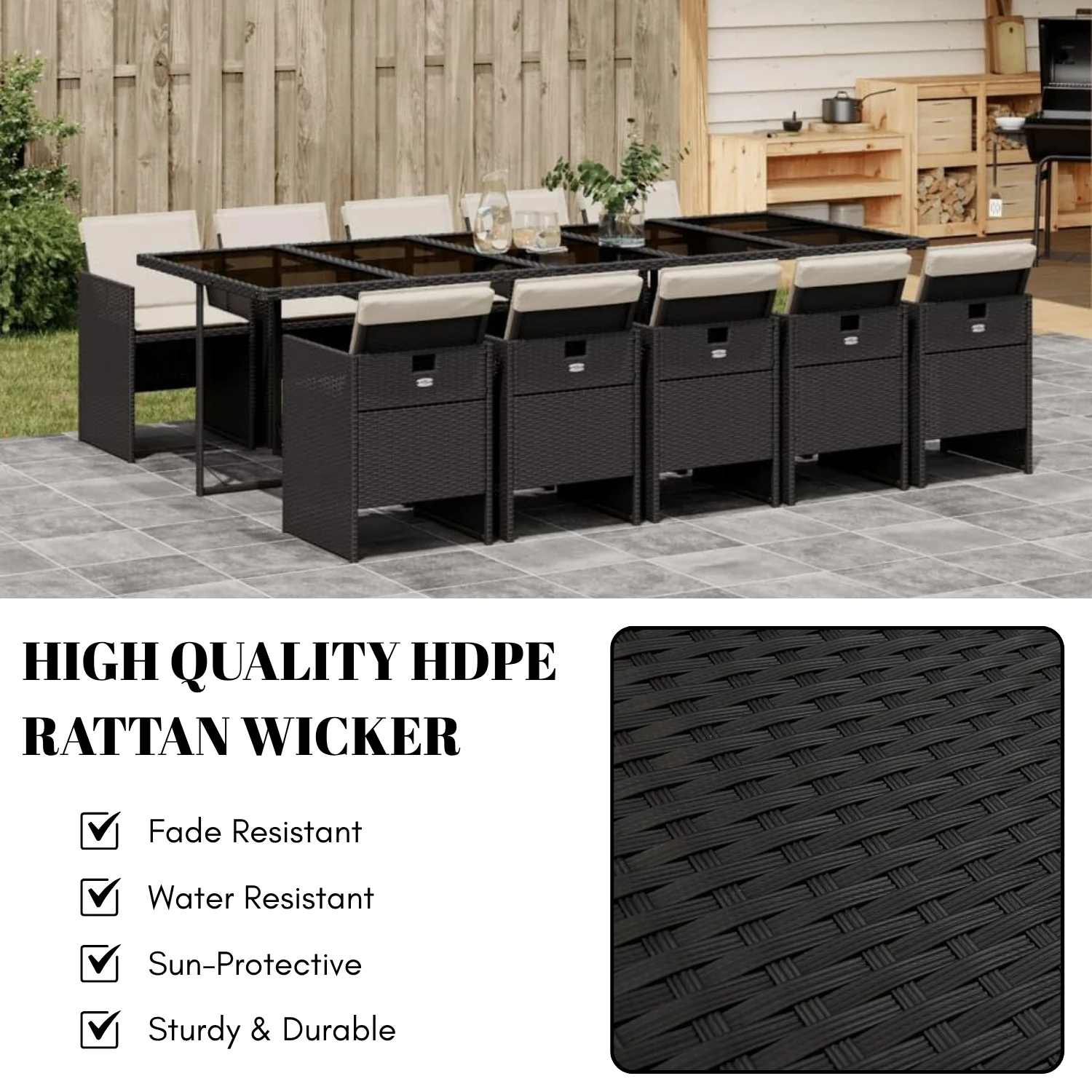All Weather Wicker Patio Dinning Table Set - Image 5