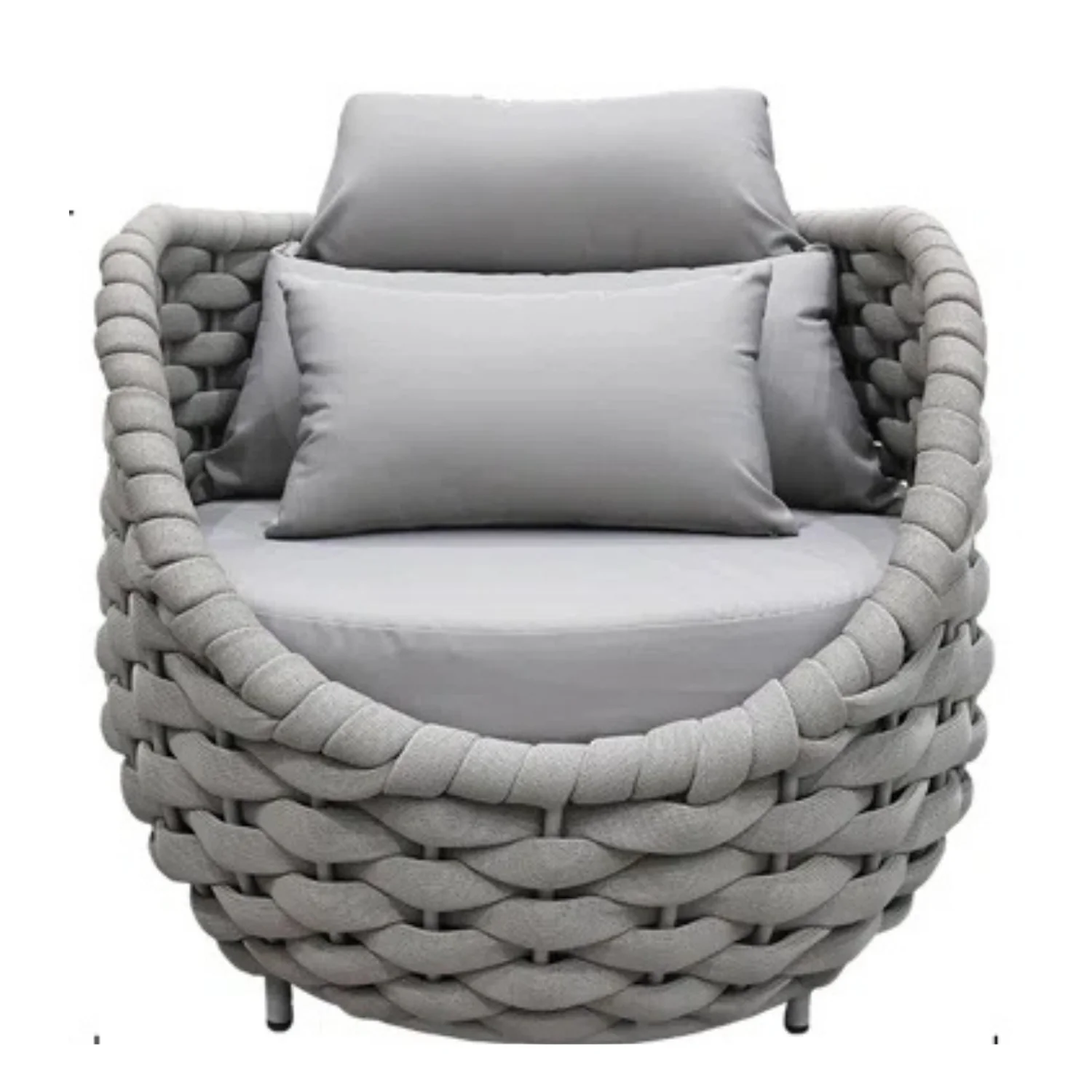 Bird’s Nest Shape 3-Piece Hand-Woven Rope Patio Set - Image 10