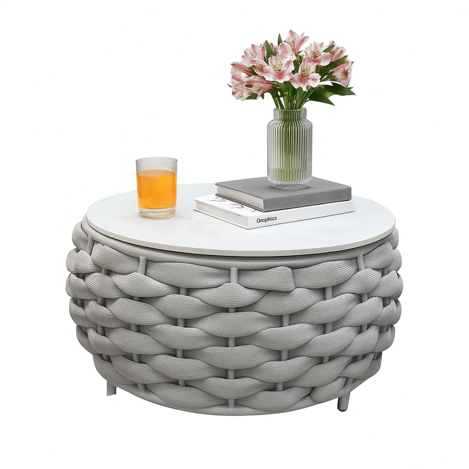 Bird’s Nest Shape 3-Piece Hand-Woven Rope Patio Set - Image 11