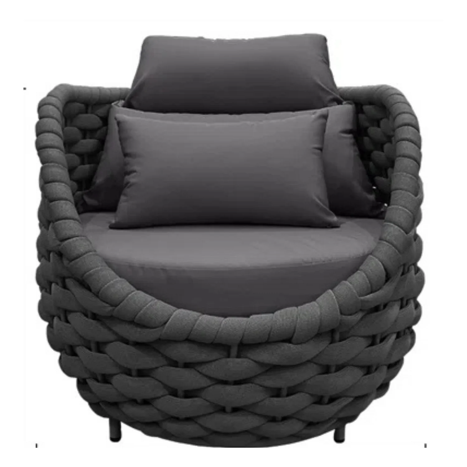 Bird’s Nest Shape 3-Piece Hand-Woven Rope Patio Set - Image 10