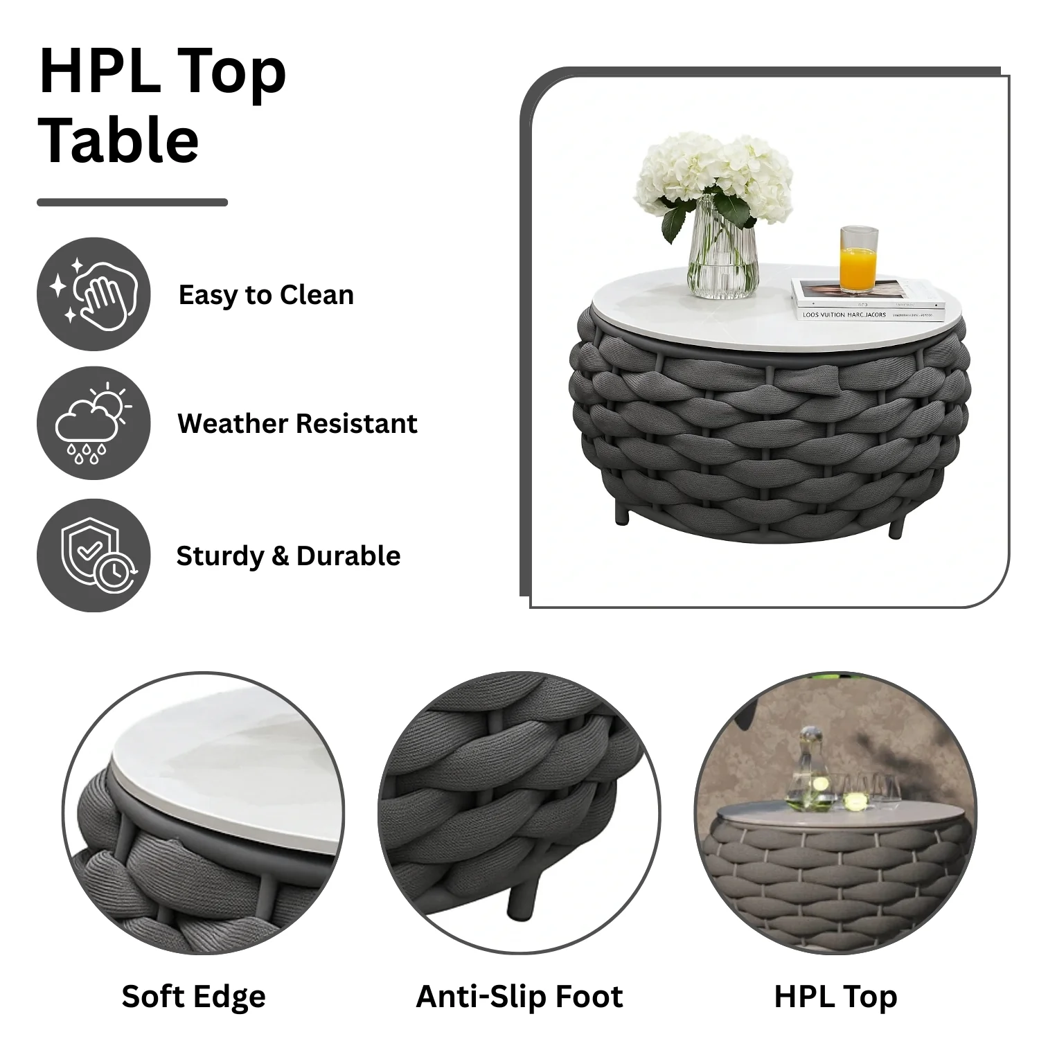 Bird’s Nest Shape 3-Piece Hand-Woven Rope Patio Set - Image 7