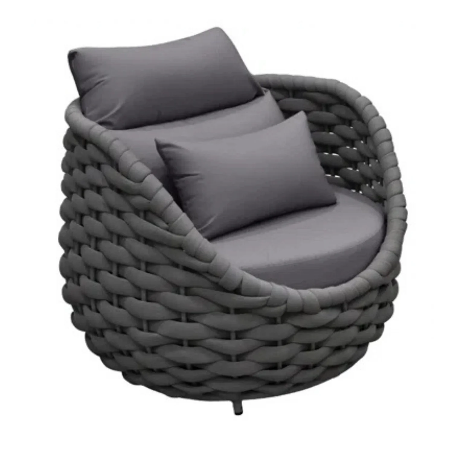 Bird’s Nest Shape 3-Piece Hand-Woven Rope Patio Set - Image 8