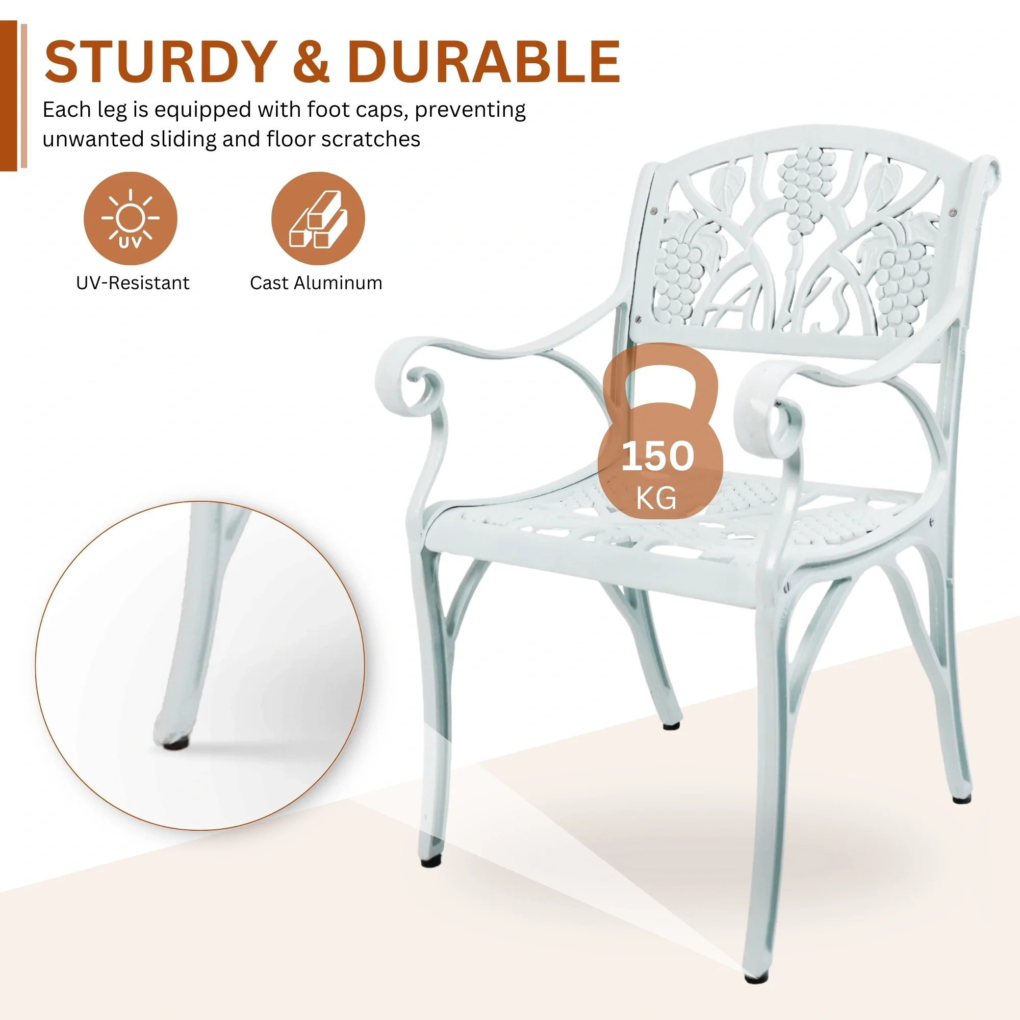 Aluminium Outdoor 5-Piece Patio Bistro Set - Image 6