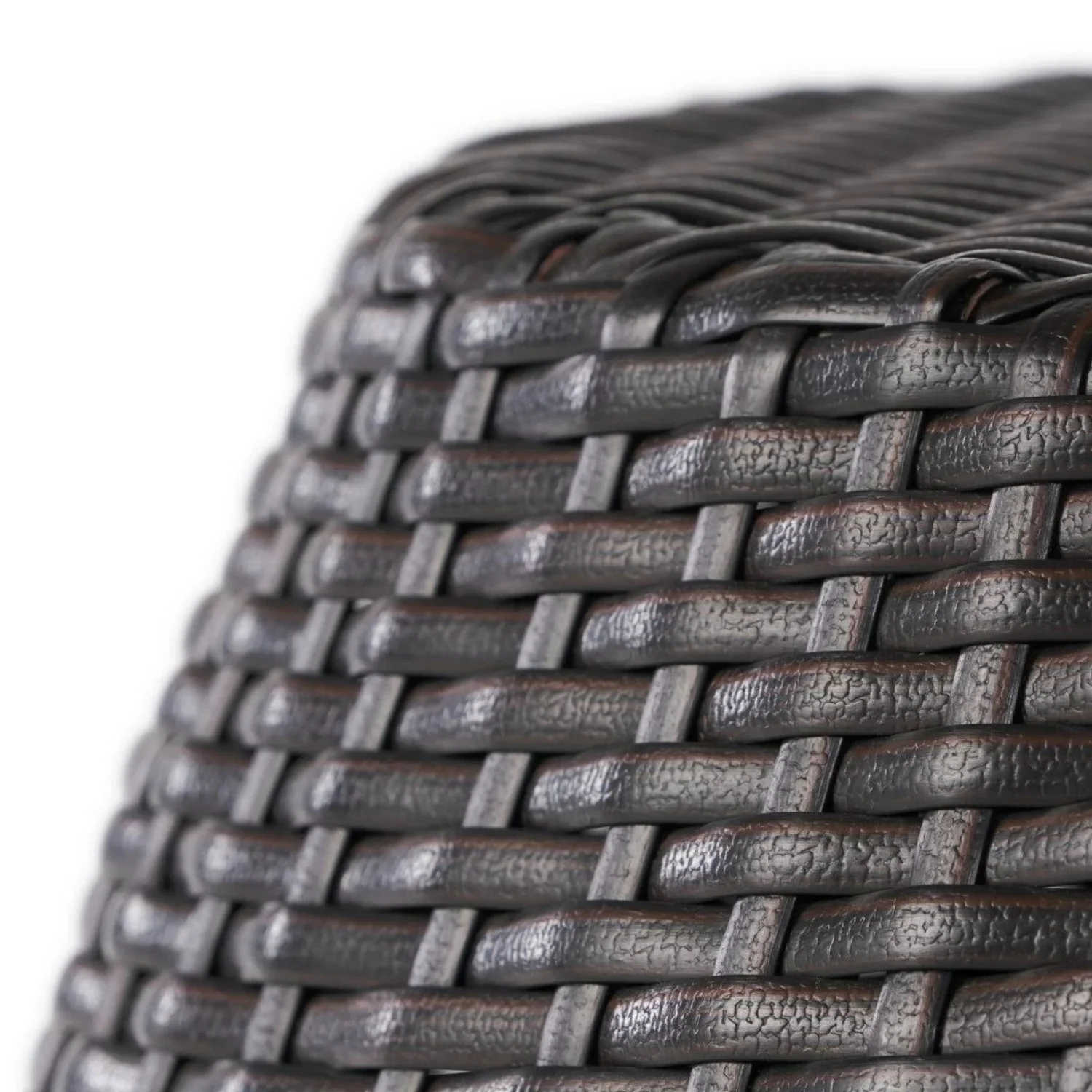 Dark Brown Rattan Damru Accent Table for Patio - Image 3