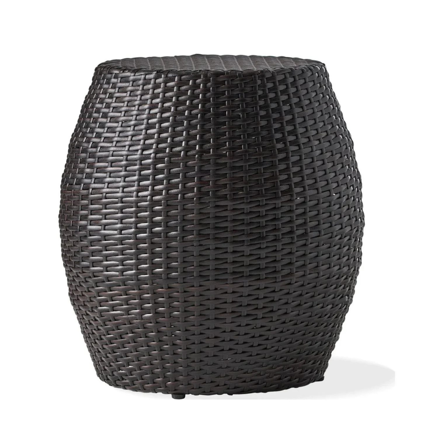 Dark Brown Rattan Damru Accent Table for Patio - Image 8