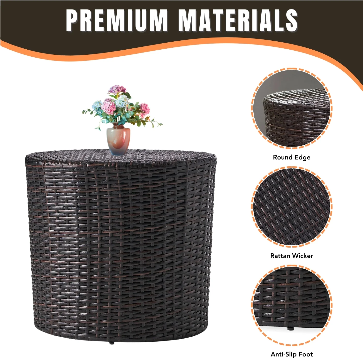 Dark Brown Wicker Garden Bistro End Table - Image 4