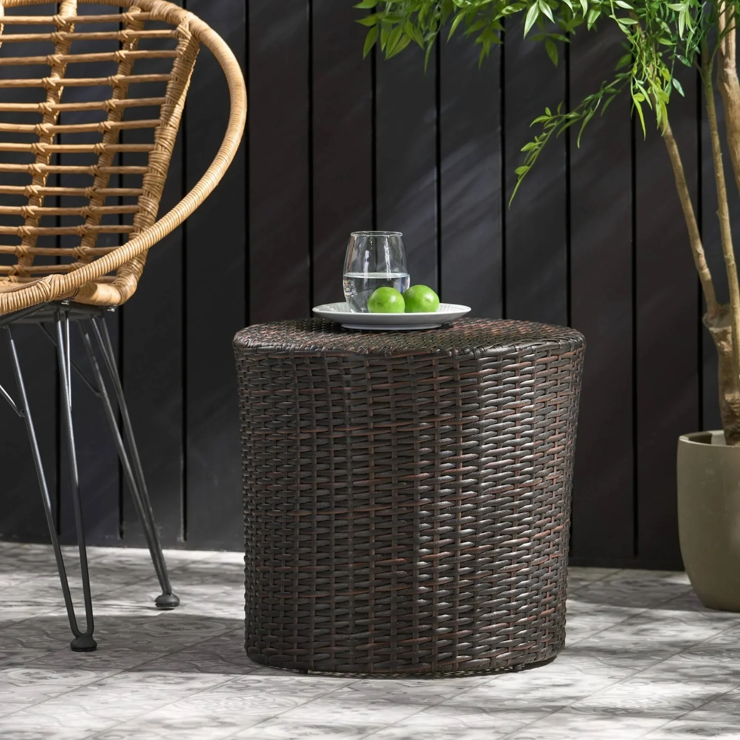 Dark Brown Wicker Garden Bistro End Table - Image 6
