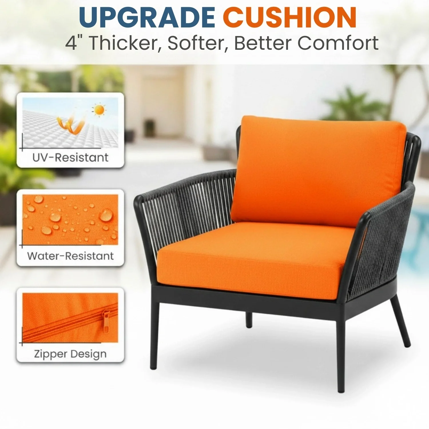 Outdoor 3 Piece All-Weather Rope Patio Set - Image 4