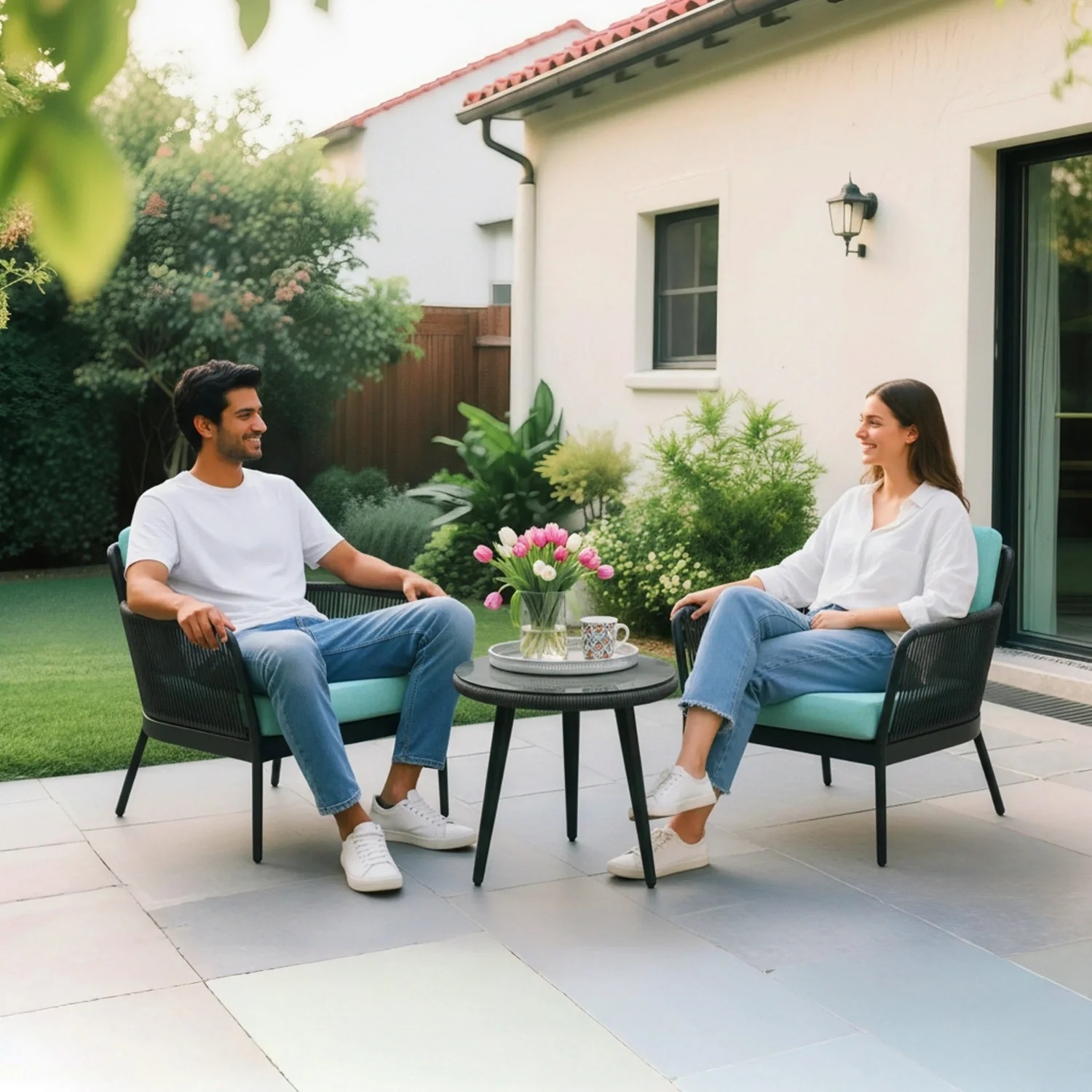 Outdoor 3 Piece All-Weather Rope Patio Set - Image 7