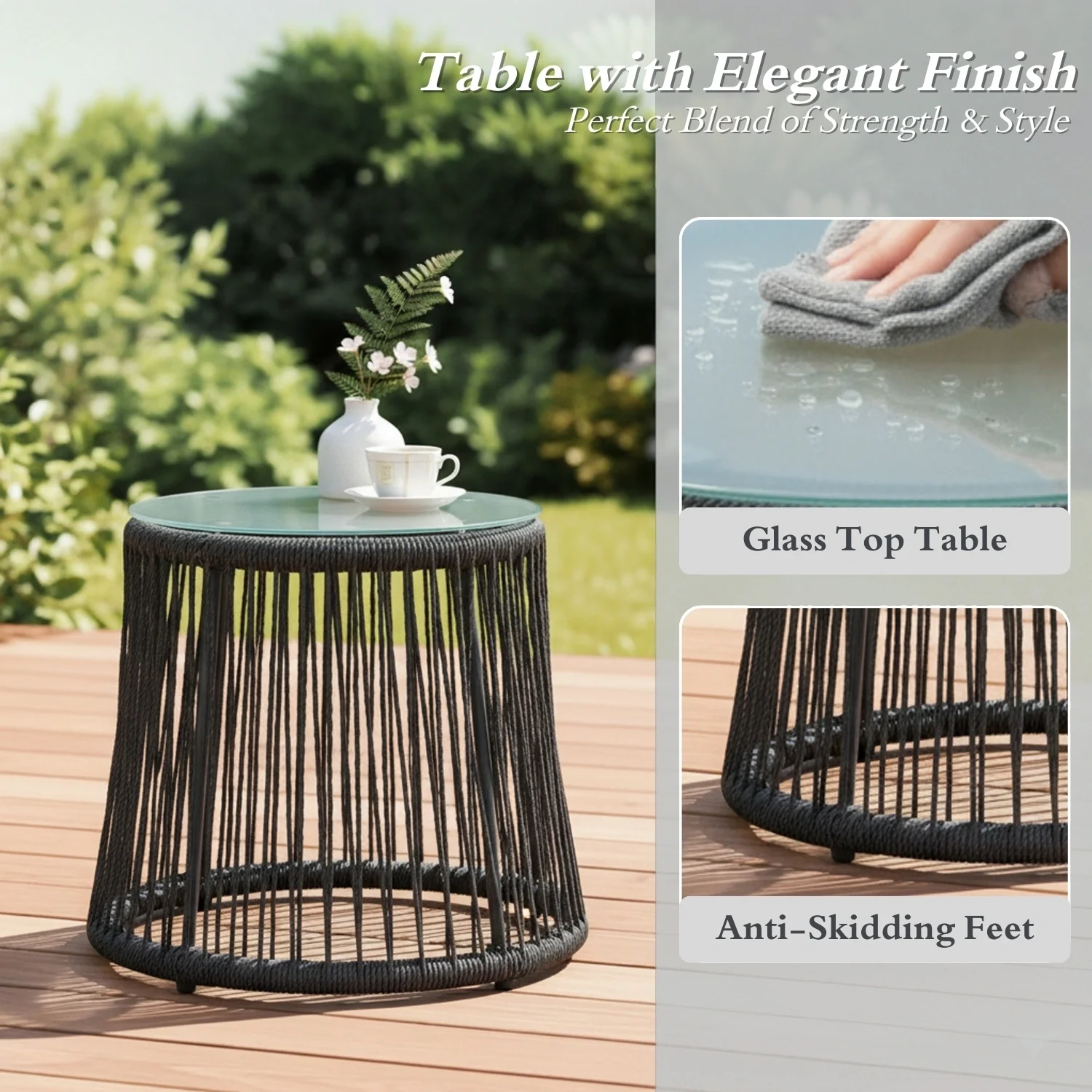 Outdoor Patio Garden 3 Piece All Weather Resistant Furniture Set - Image 6