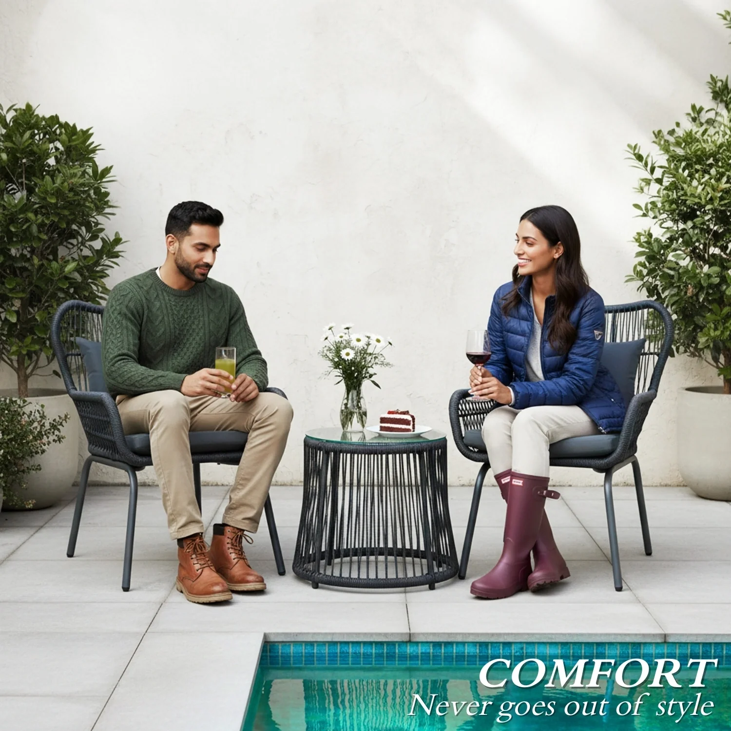 Outdoor Patio Garden 3 Piece All Weather Resistant Furniture Set - Image 7