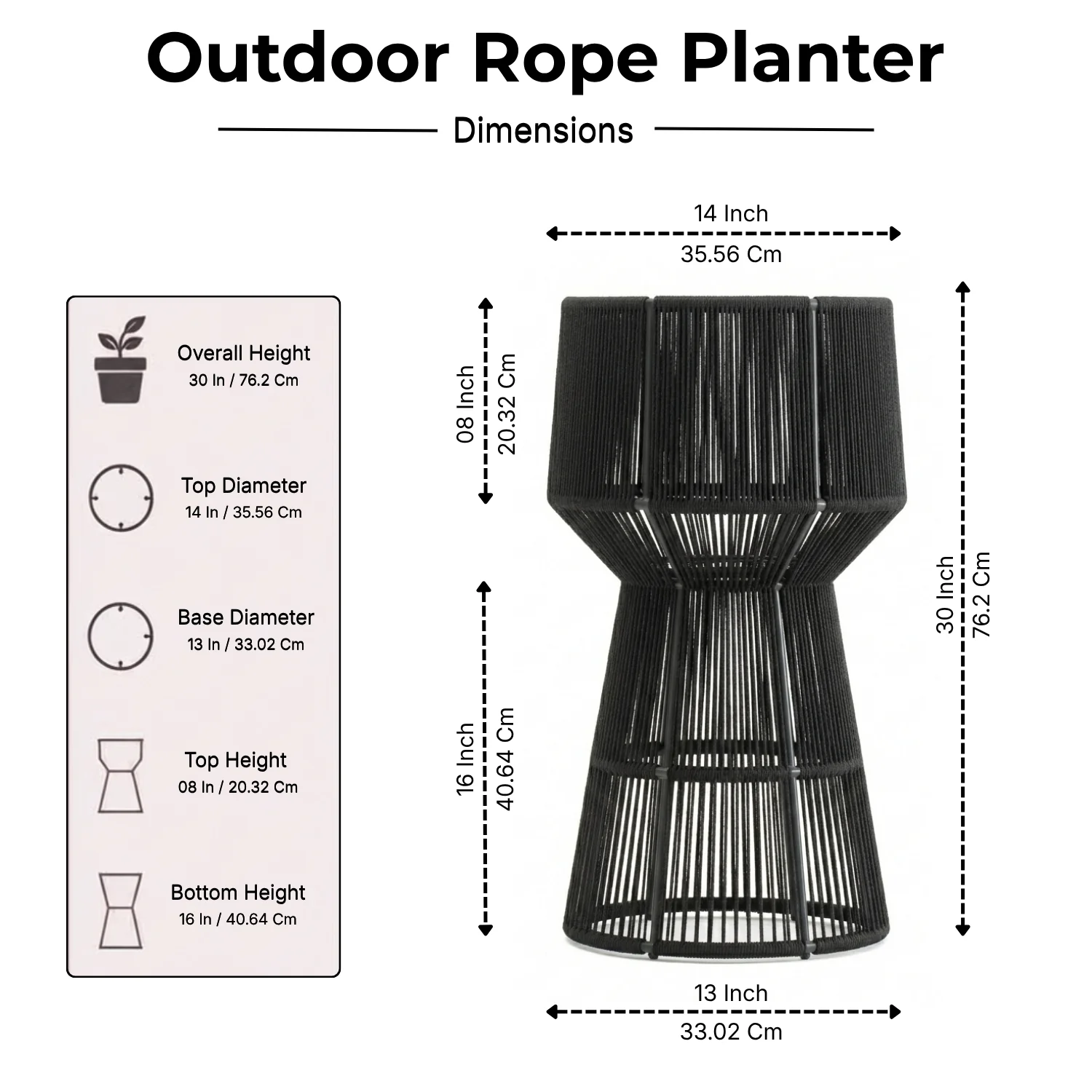 Devoko Outdoor Rope Planter Stand Set (Black) - Image 2