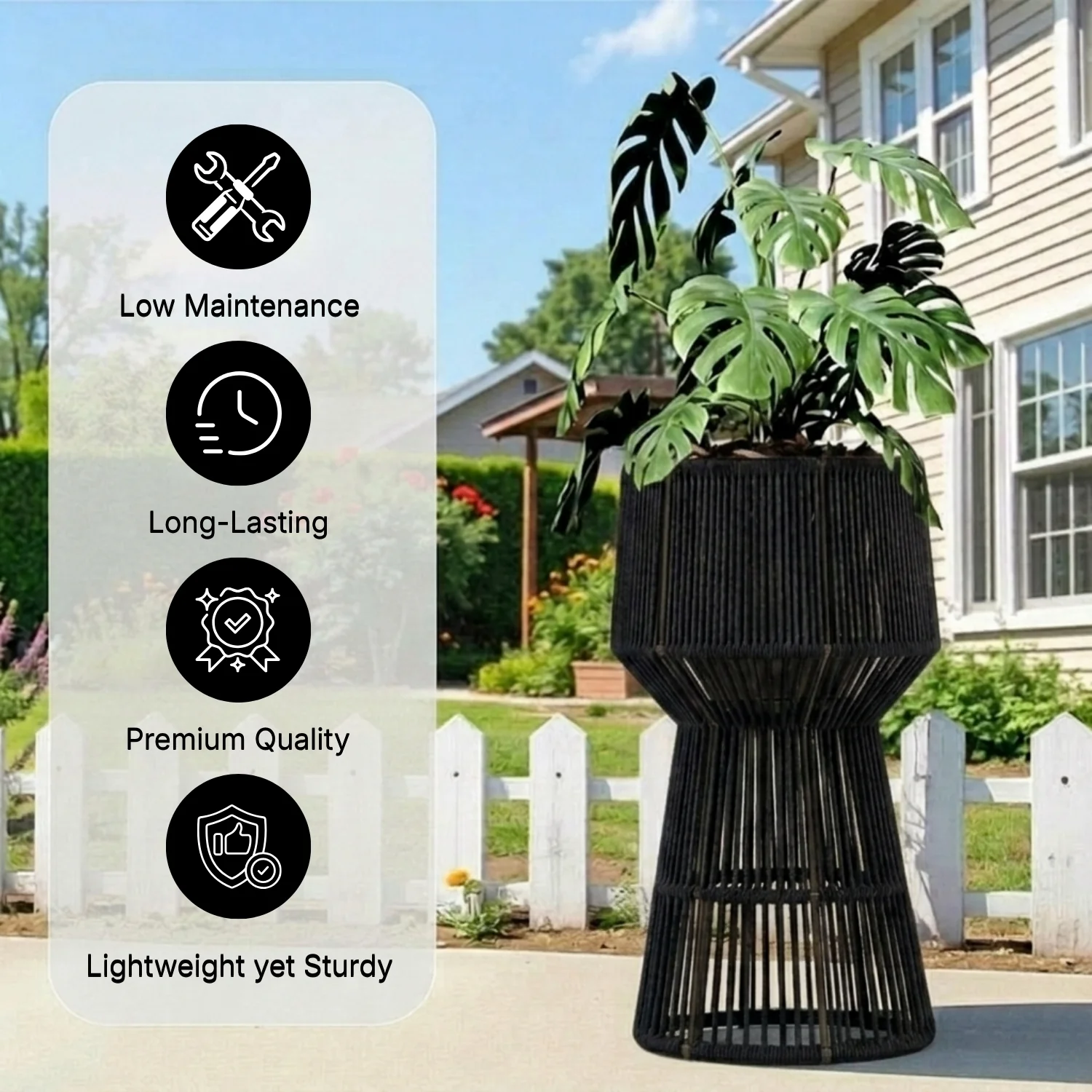 Devoko Outdoor Rope Planter Stand Set (Black) - Image 4
