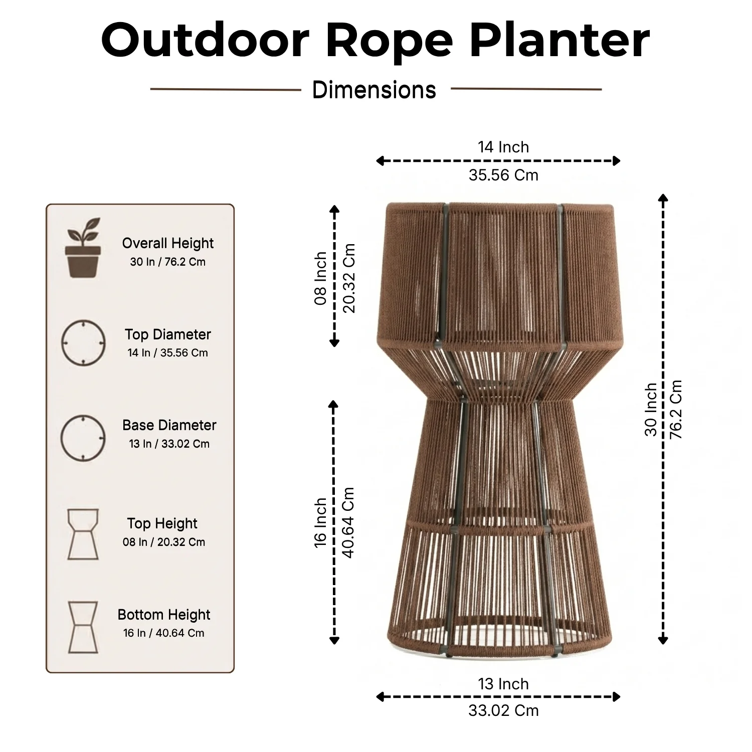 Devoko Outdoor Rope Planter Stand Set (Brown) - Image 2