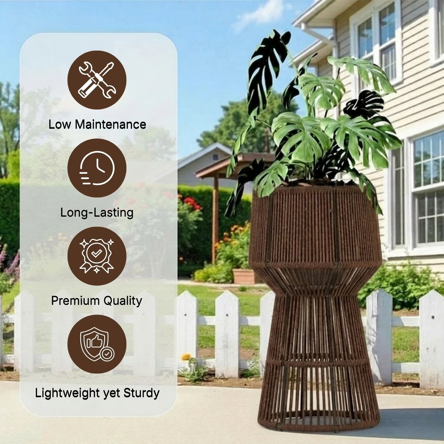 Devoko Outdoor Rope Planter Stand Set (Brown) - Image 4
