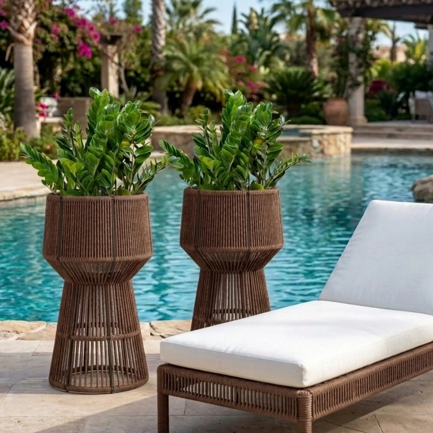 Devoko Outdoor Rope Planter Stand Set (Brown) - Image 7