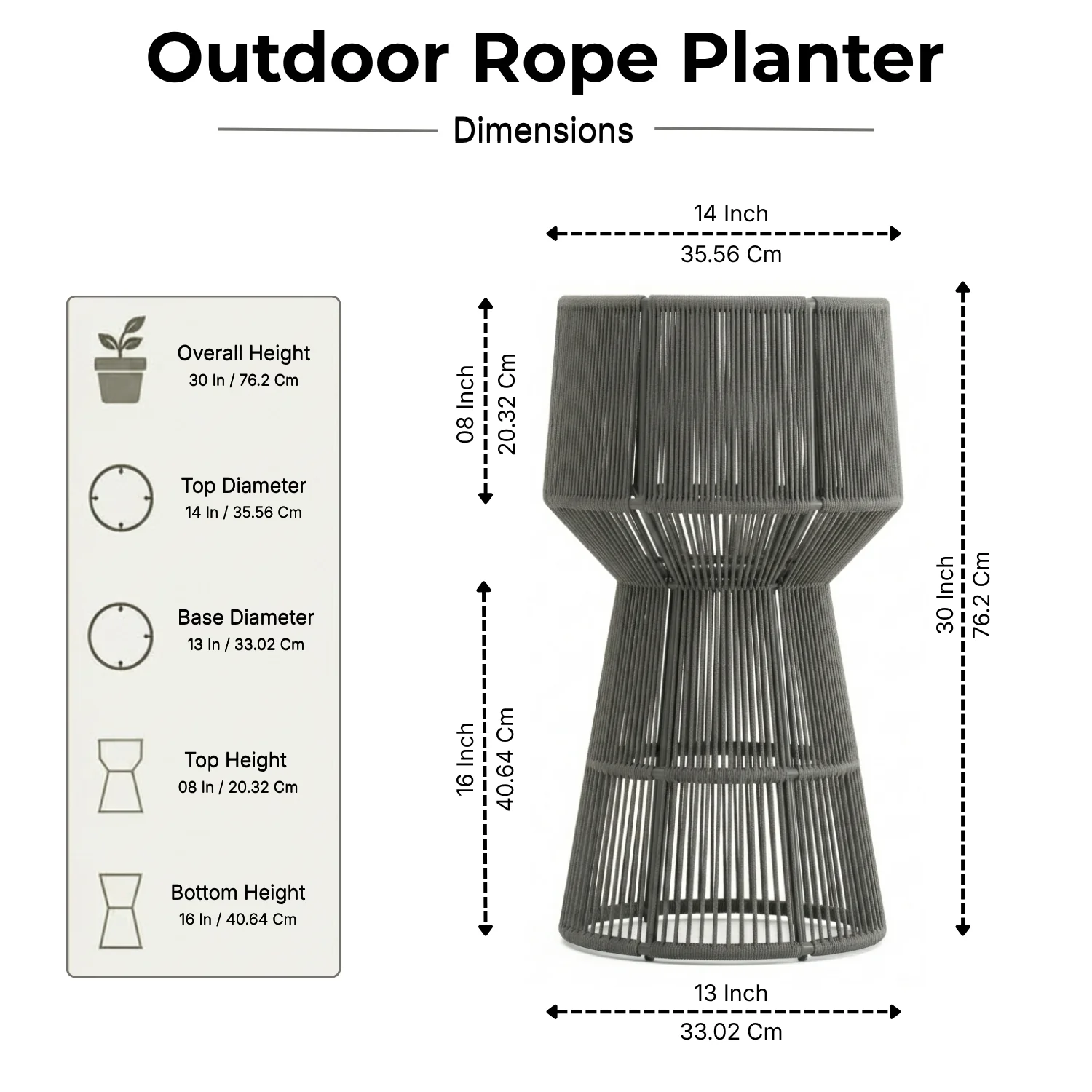 Devoko Outdoor Rope Planter Stand Set (Grey) - Image 2