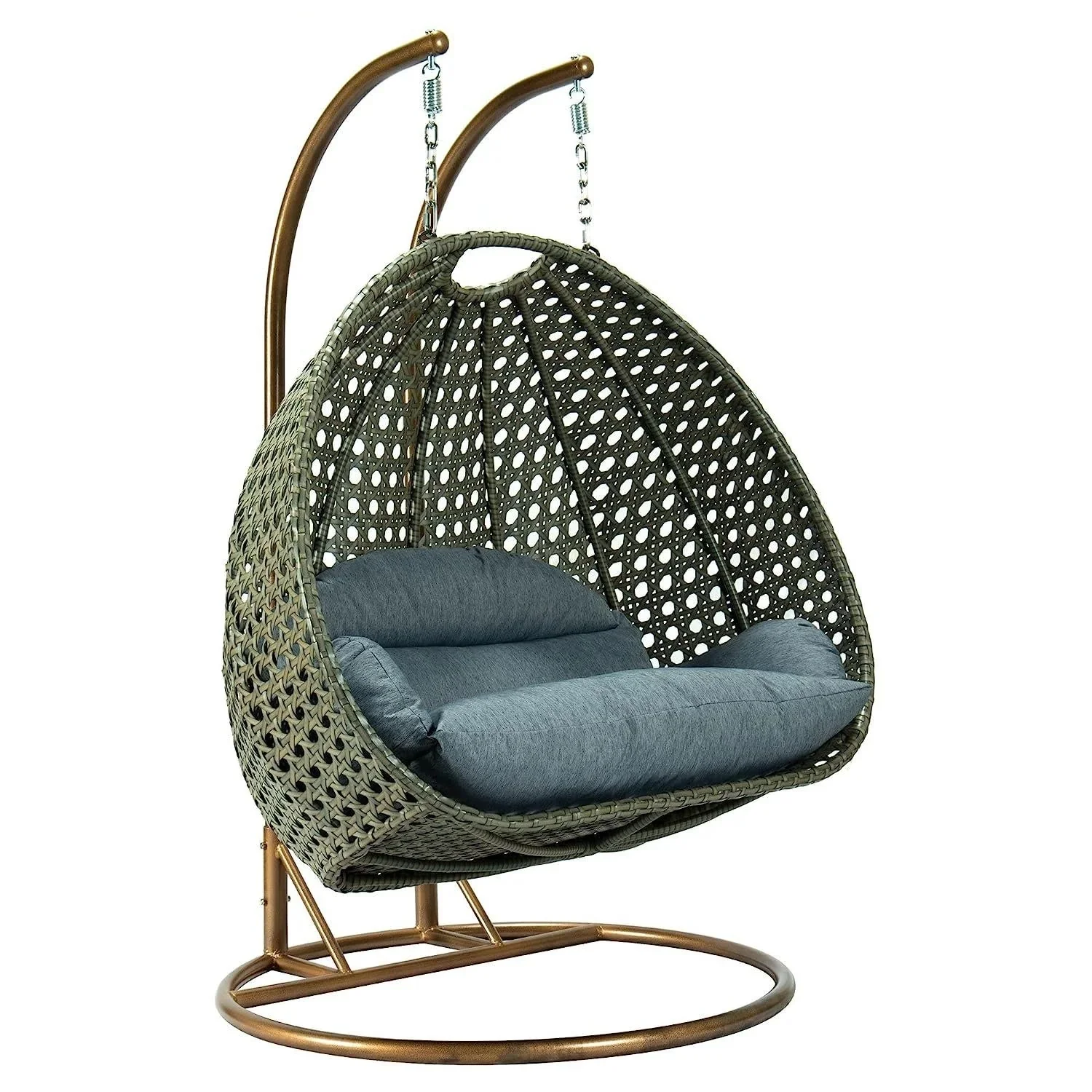 Double Seater Hanging Swing Chair (Dark Brown/Dark Grey) - Image 3