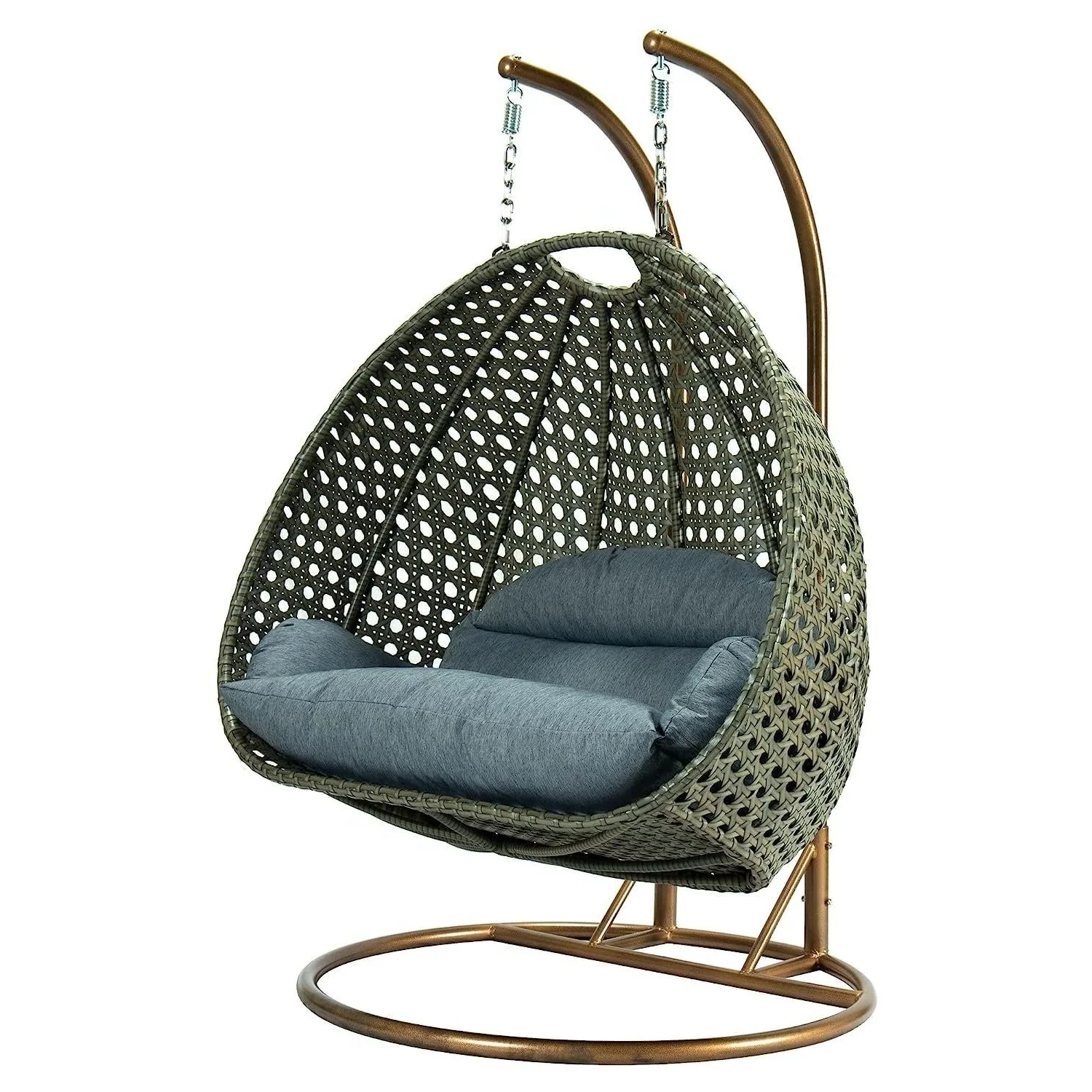 Double Seater Hanging Swing Chair (Dark Brown/Dark Grey) - Image 8
