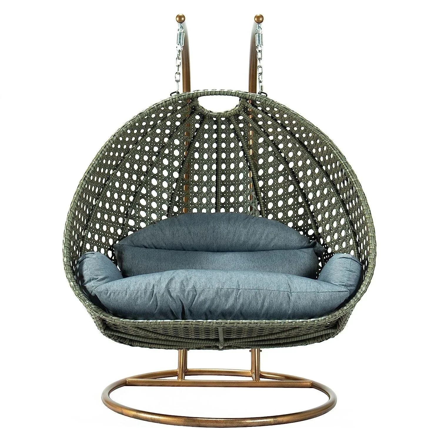 Double Seater Hanging Swing Chair (Dark Brown/Dark Grey) - Image 9