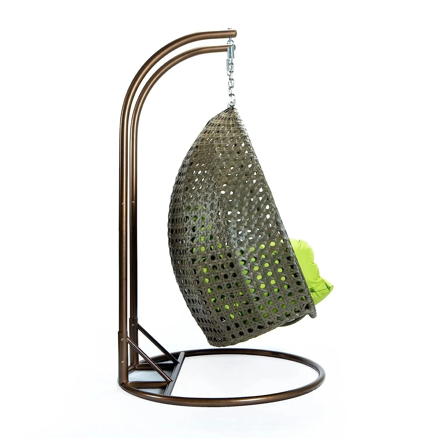 Double Seater Hanging Swing Chair (Dark Brown/Green) - Image 3