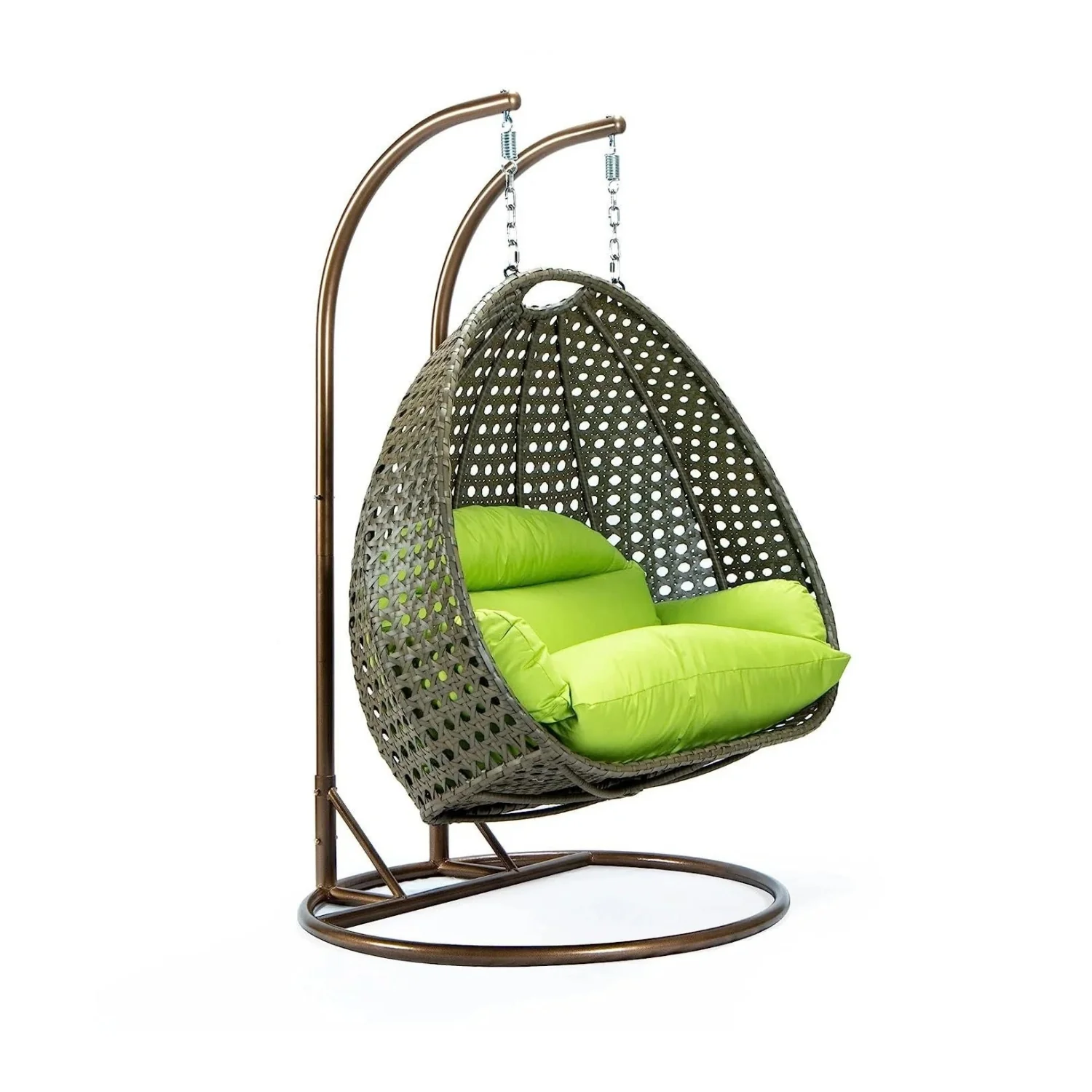 Double Seater Hanging Swing Chair (Dark Brown/Green) - Image 8