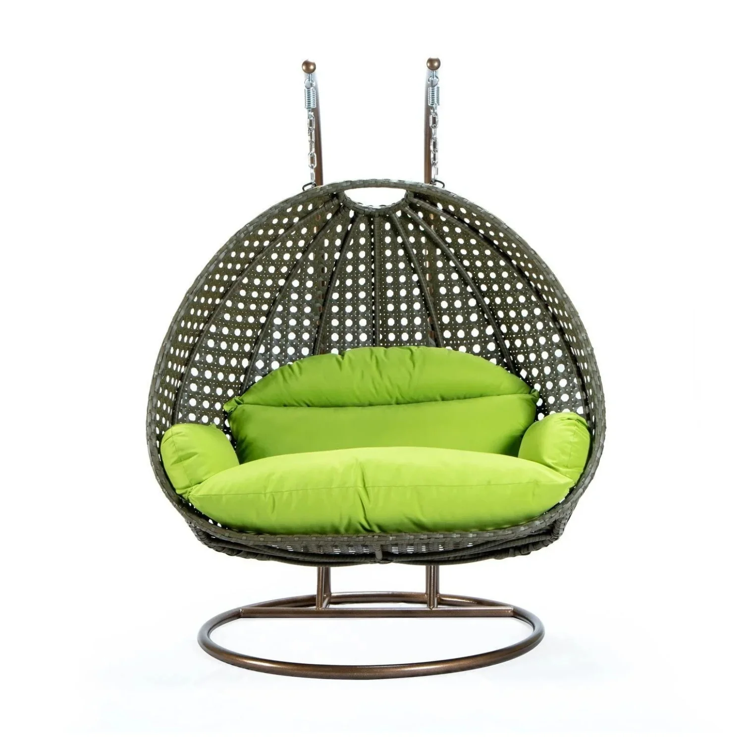 Double Seater Hanging Swing Chair (Dark Brown/Green) - Image 9
