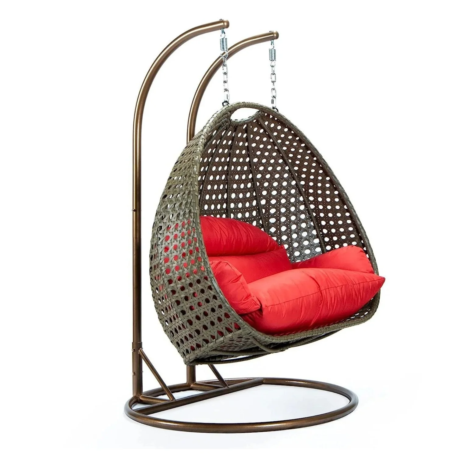 Double Seater Hanging Swing Chair (Dark Brown/Red) - Image 10