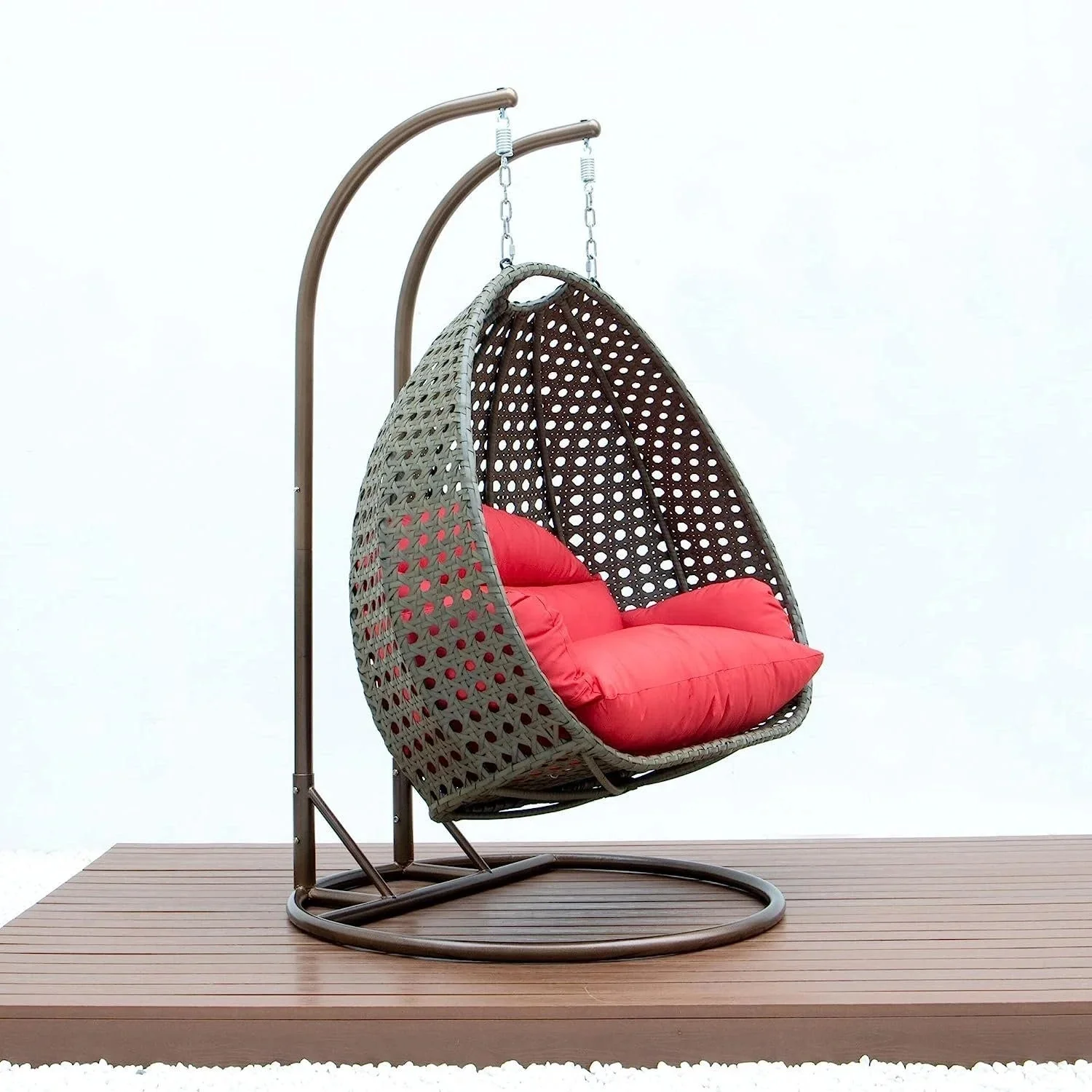 Double Seater Hanging Swing Chair (Dark Brown/Red) - Image 8