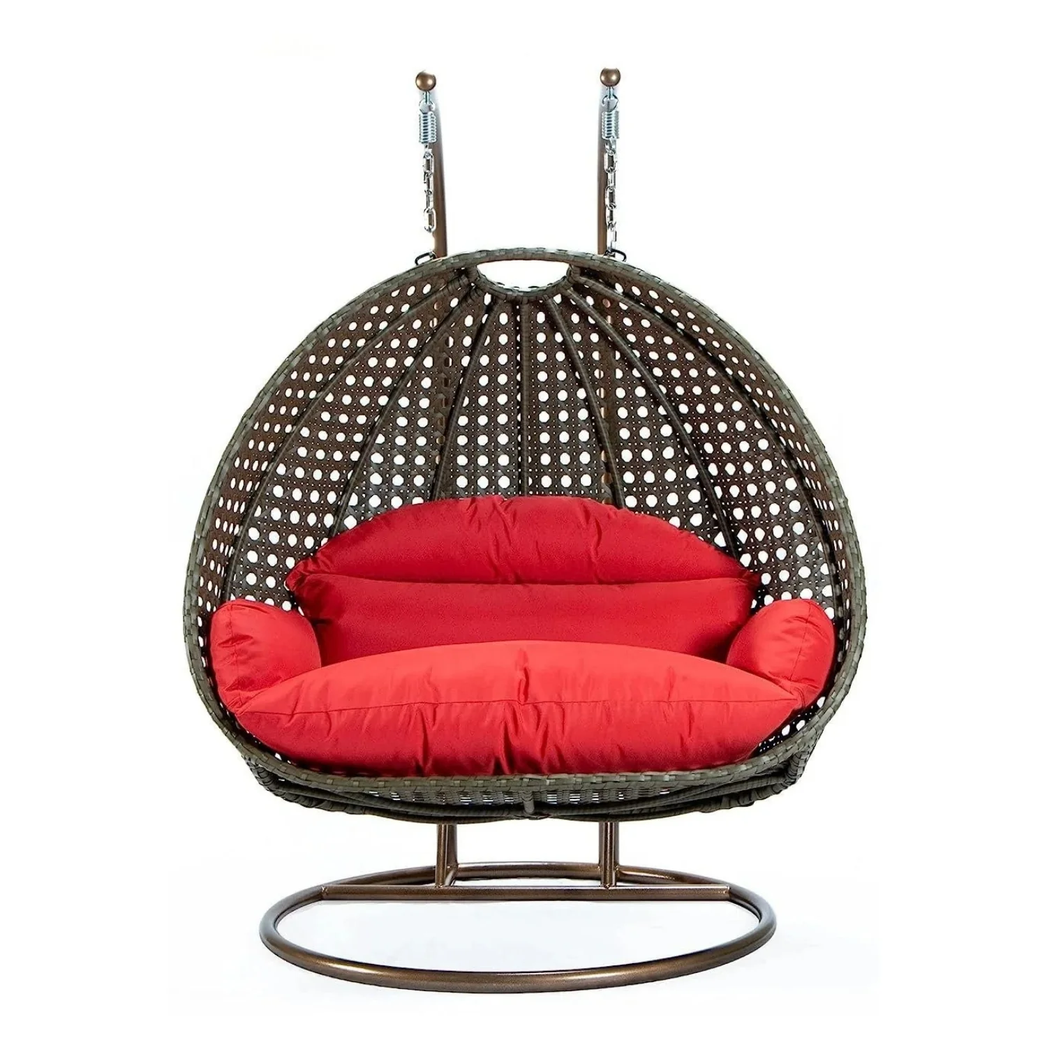 Double Seater Hanging Swing Chair (Dark Brown/Red) - Image 9