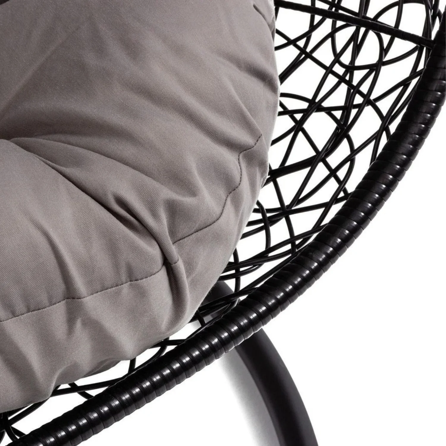 Double Seater Rattan & Wicker Swing (Black & Grey) - Image 3