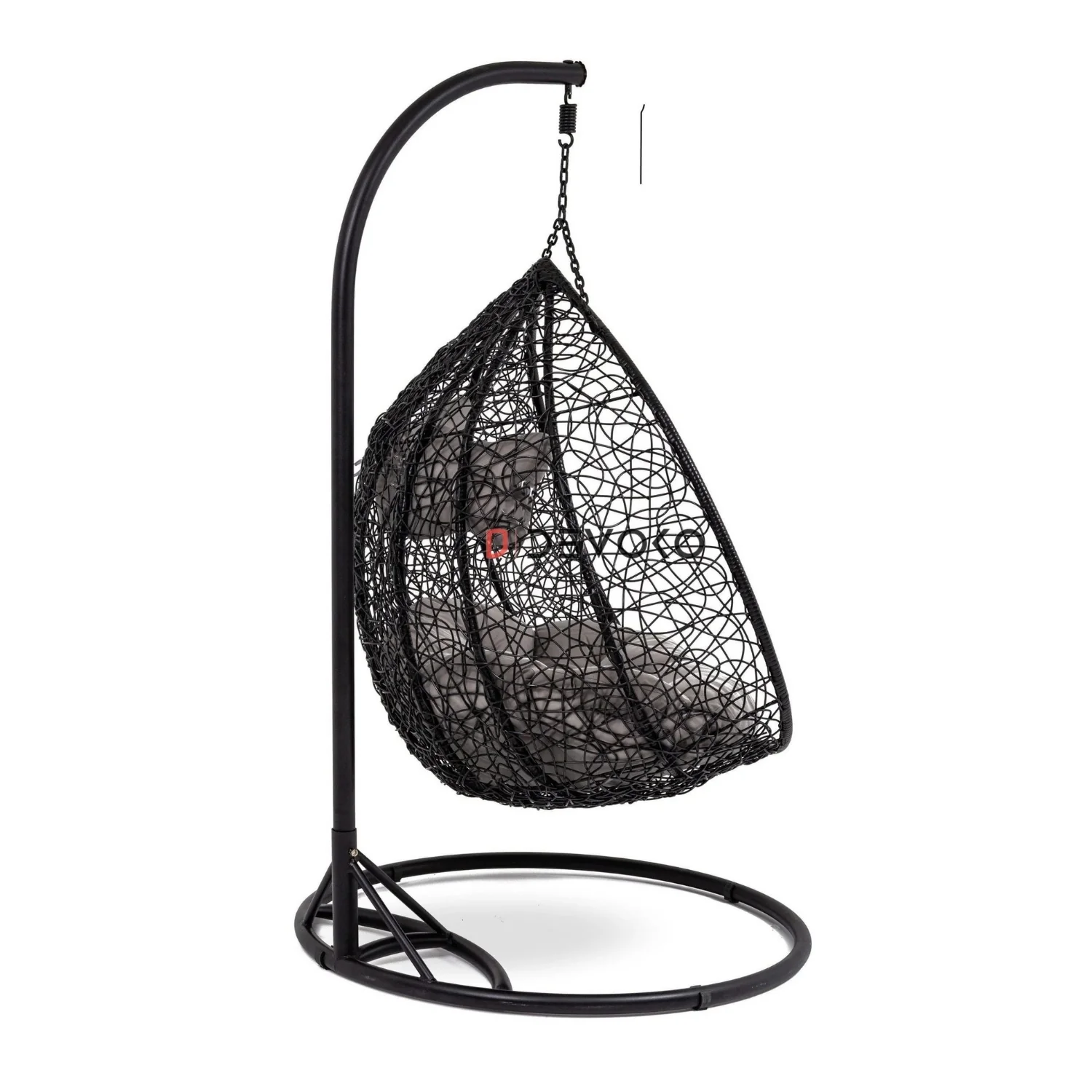 Double Seater Rattan & Wicker Swing (Black & Grey) - Image 6