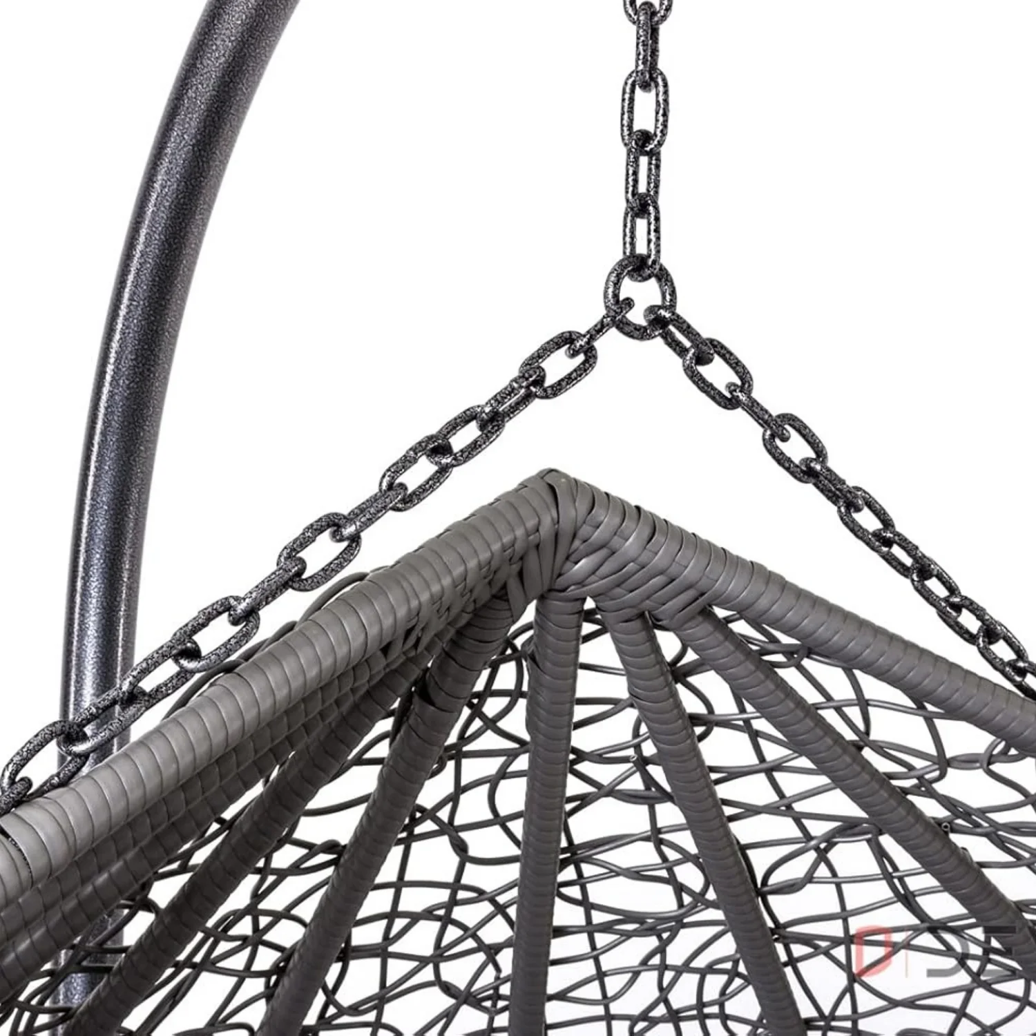 Double Seater Rattan & Wicker Swing (Grey) - Image 3