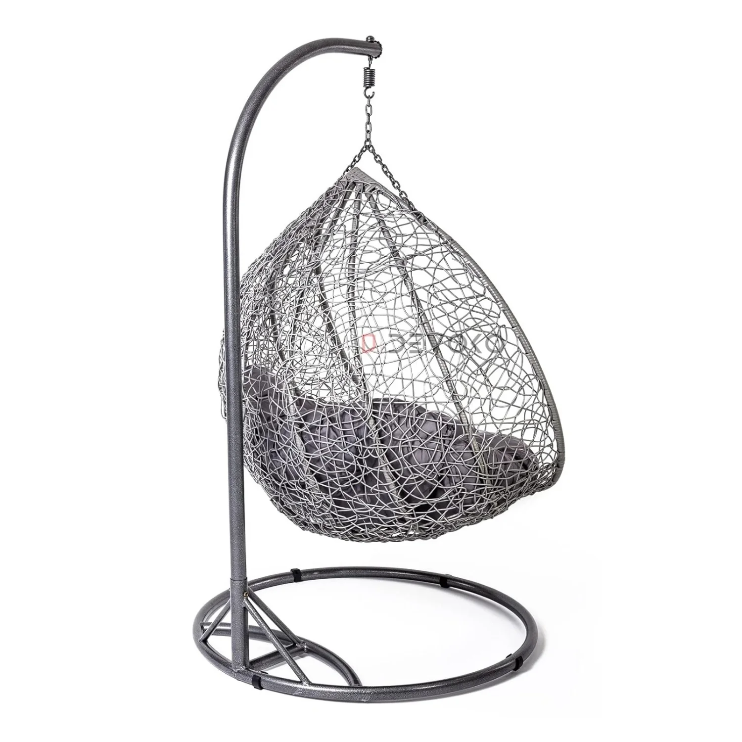 Double Seater Rattan & Wicker Swing (Grey) - Image 6