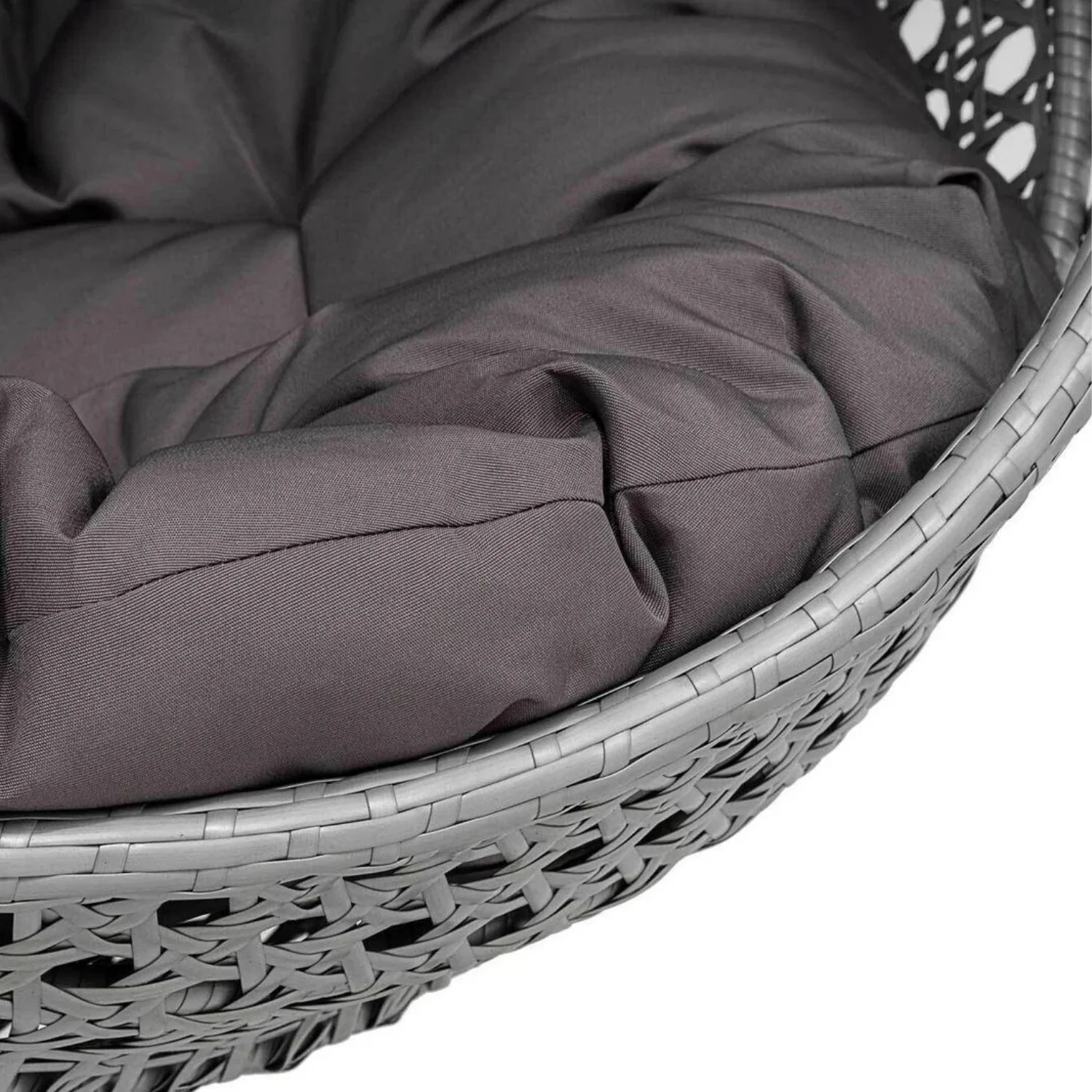 Double Seater Rattan & Wicker Swing (Grey) - Image 7