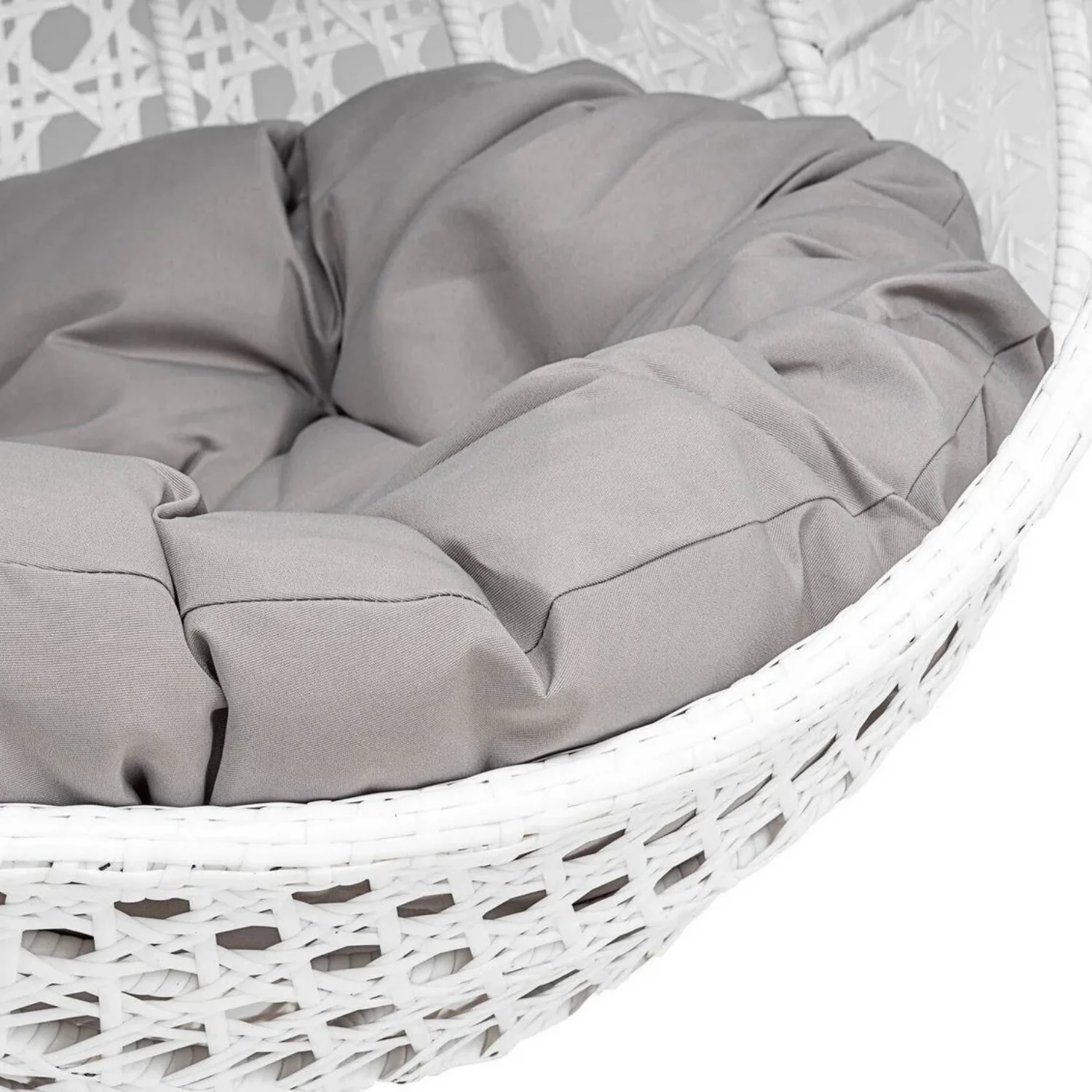 Double Seater Rattan & Wicker Swing (White & Grey) - Image 7