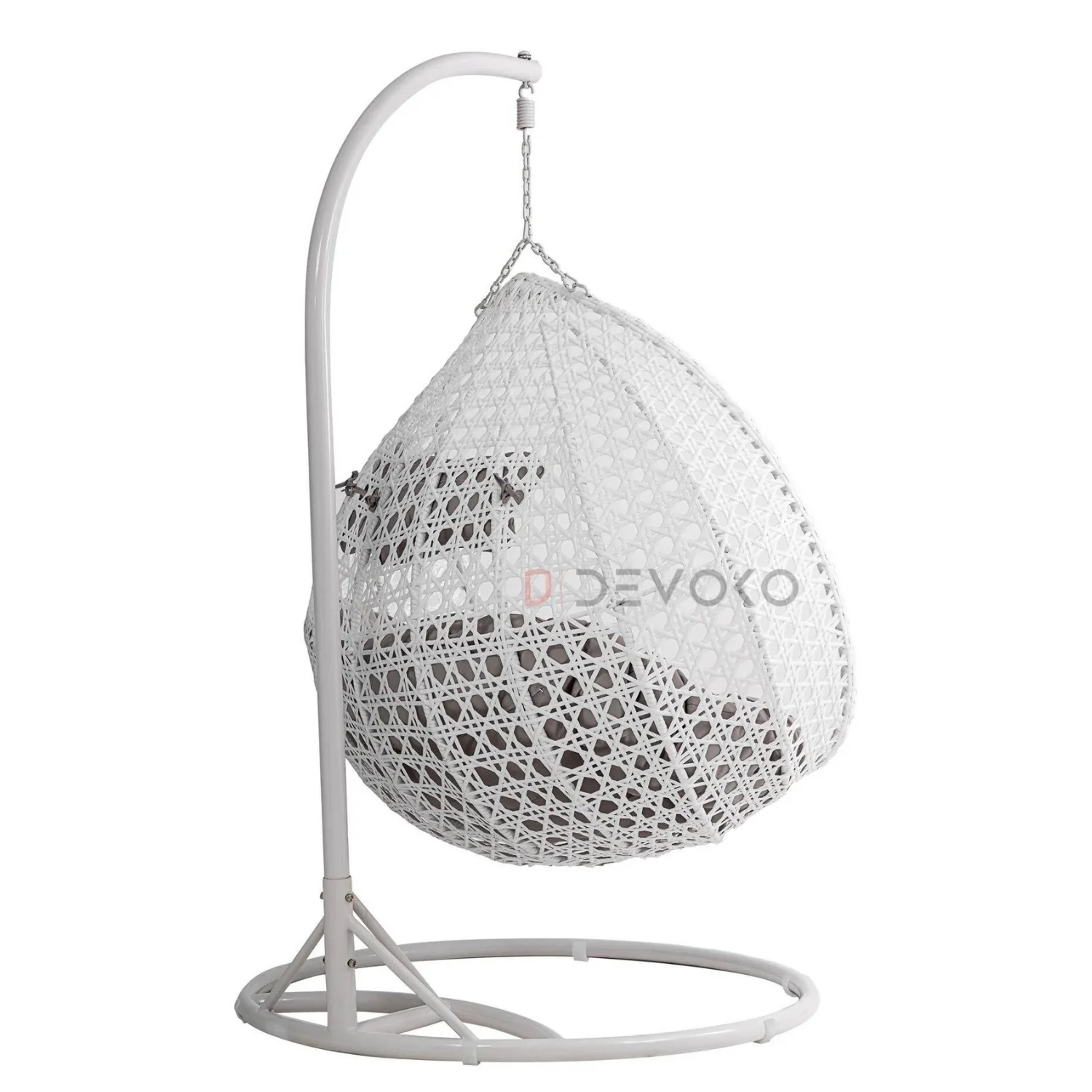 Double Seater Rattan & Wicker Swing (White & Grey) - Image 8