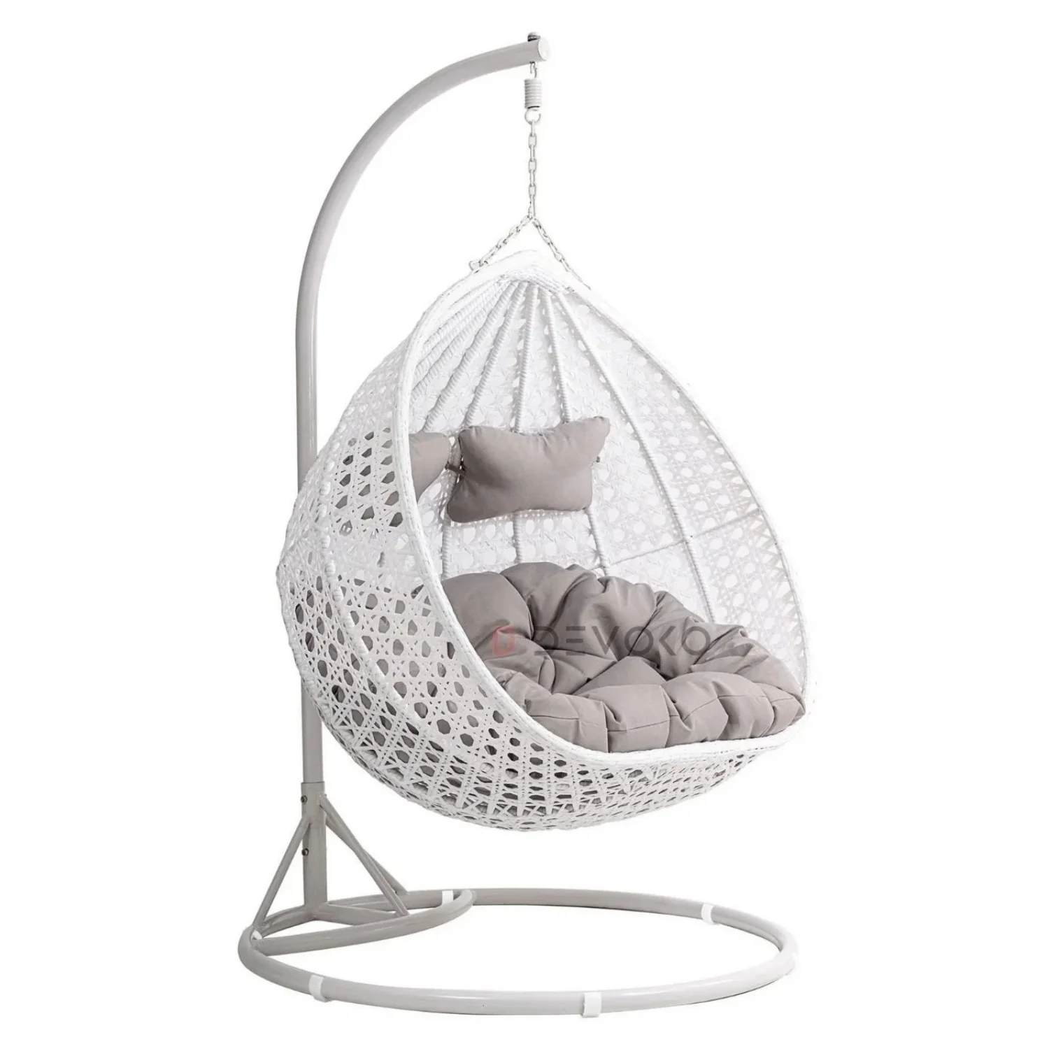 Double Seater Rattan & Wicker Swing (White & Grey) - Image 9