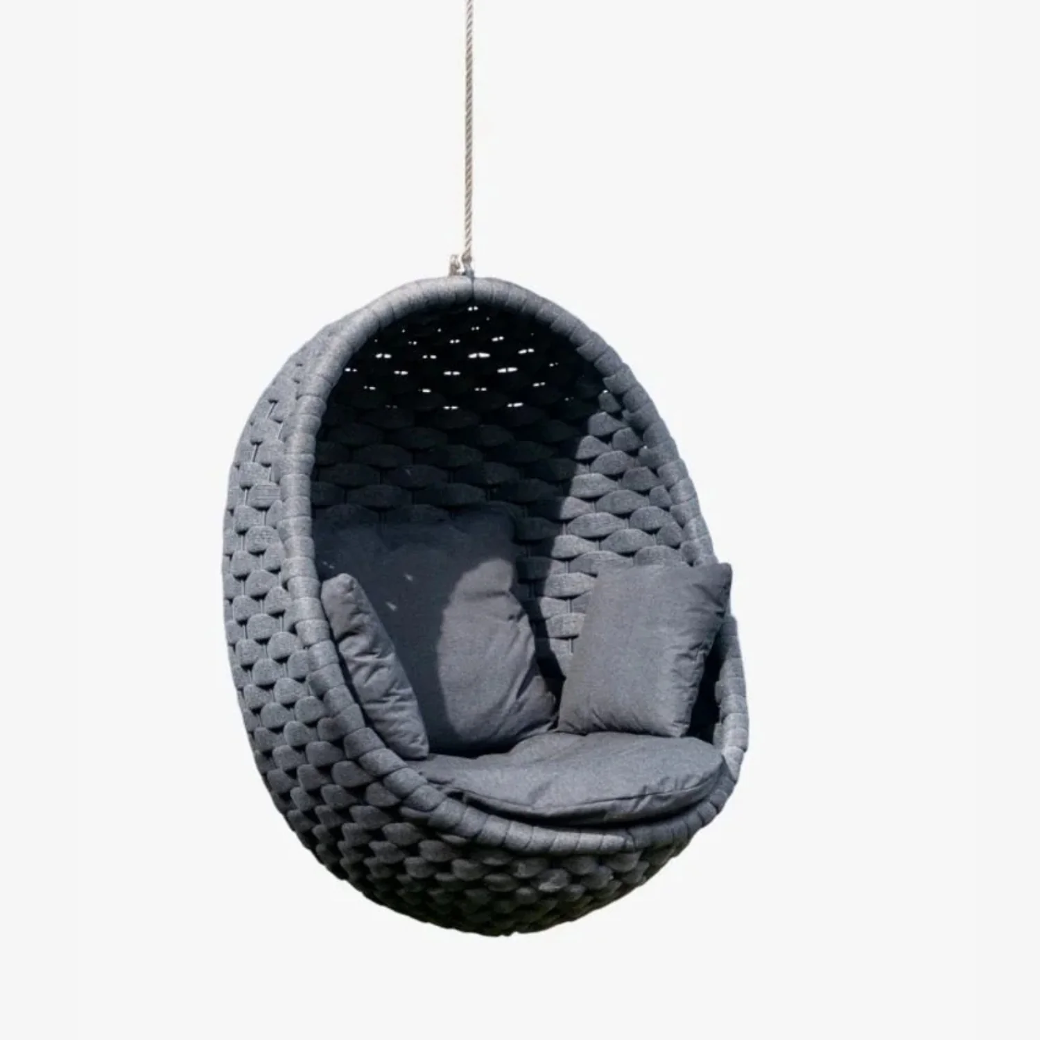 Grey Rope Hanging Egg Swing Chair - Image 3