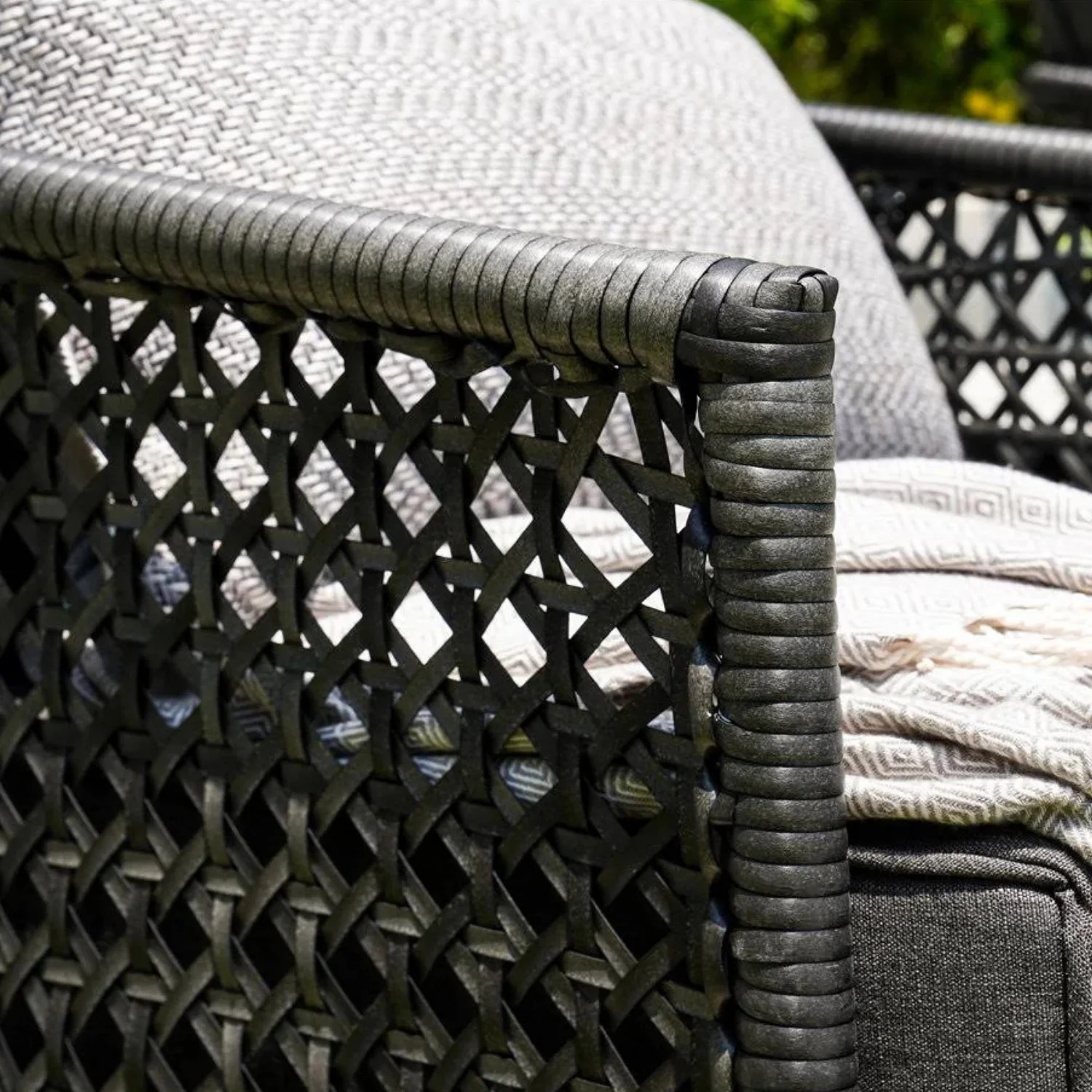 L-Shaped Patio Conversation Sofa Set with Thick Cushions & Side Table (Grey) - Image 4