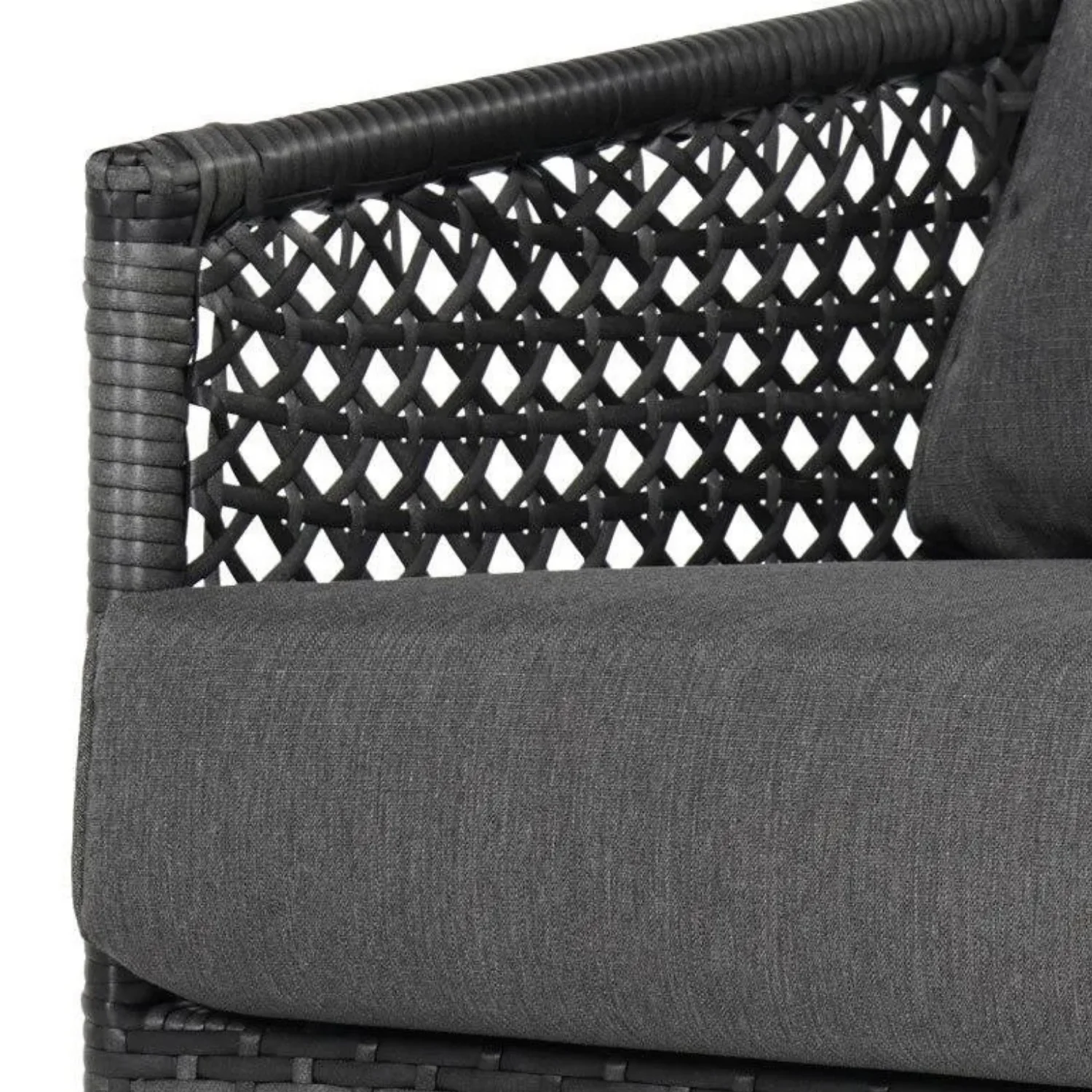 L-Shaped Patio Conversation Sofa Set with Thick Cushions & Side Table (Grey) - Image 9