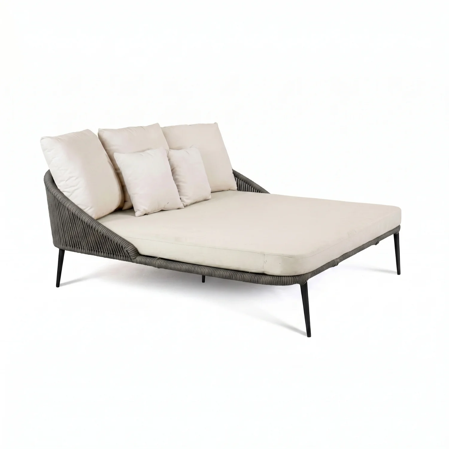 Modern Patio Outdoor Rope Daybed (Grey & Off-White) - Image 7