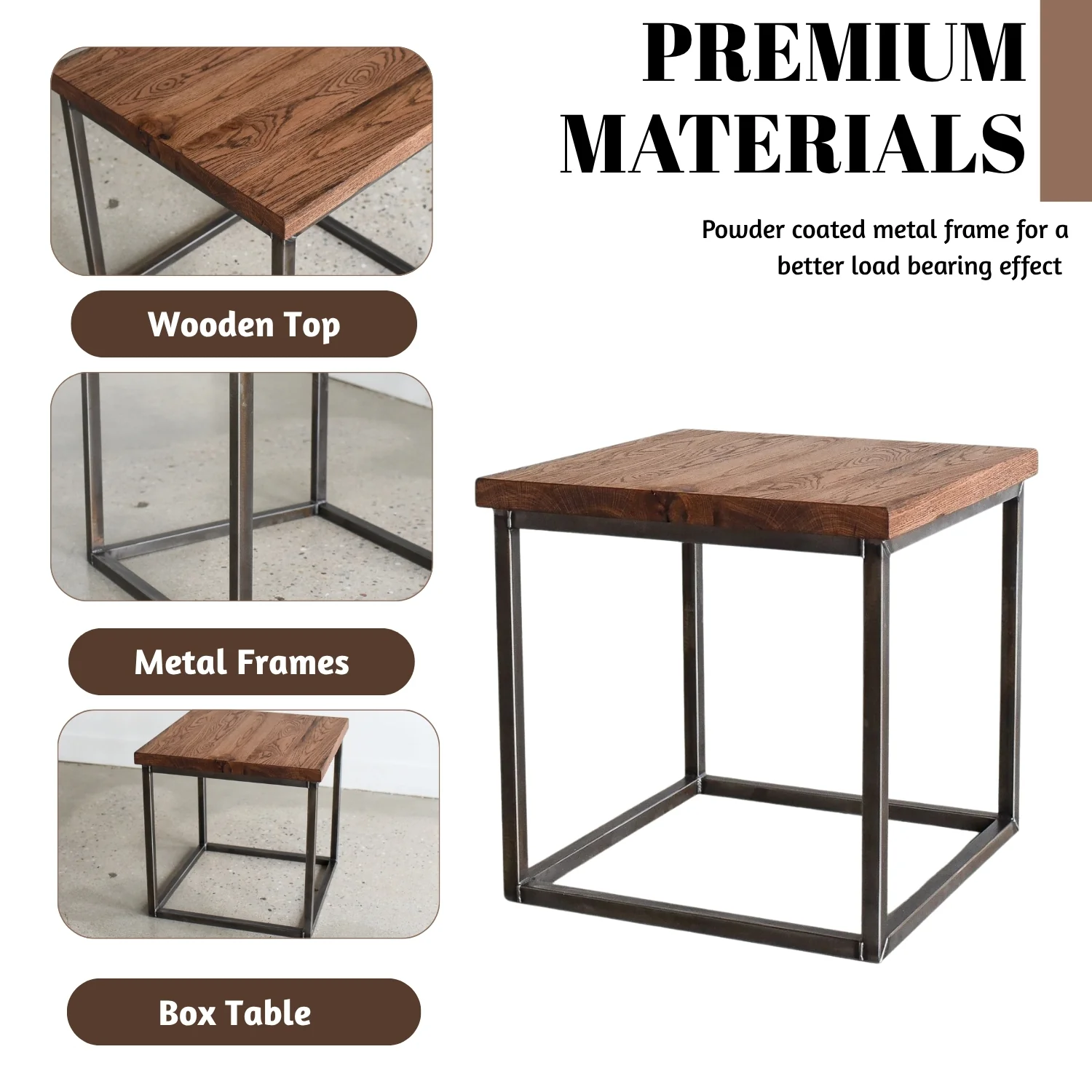 Modern Solid Sheesham Wood Top End Table - Image 5