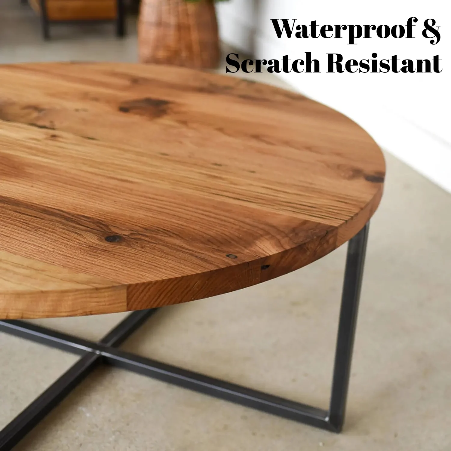 Sheesham Wood Top Round Coffee Table - Image 4